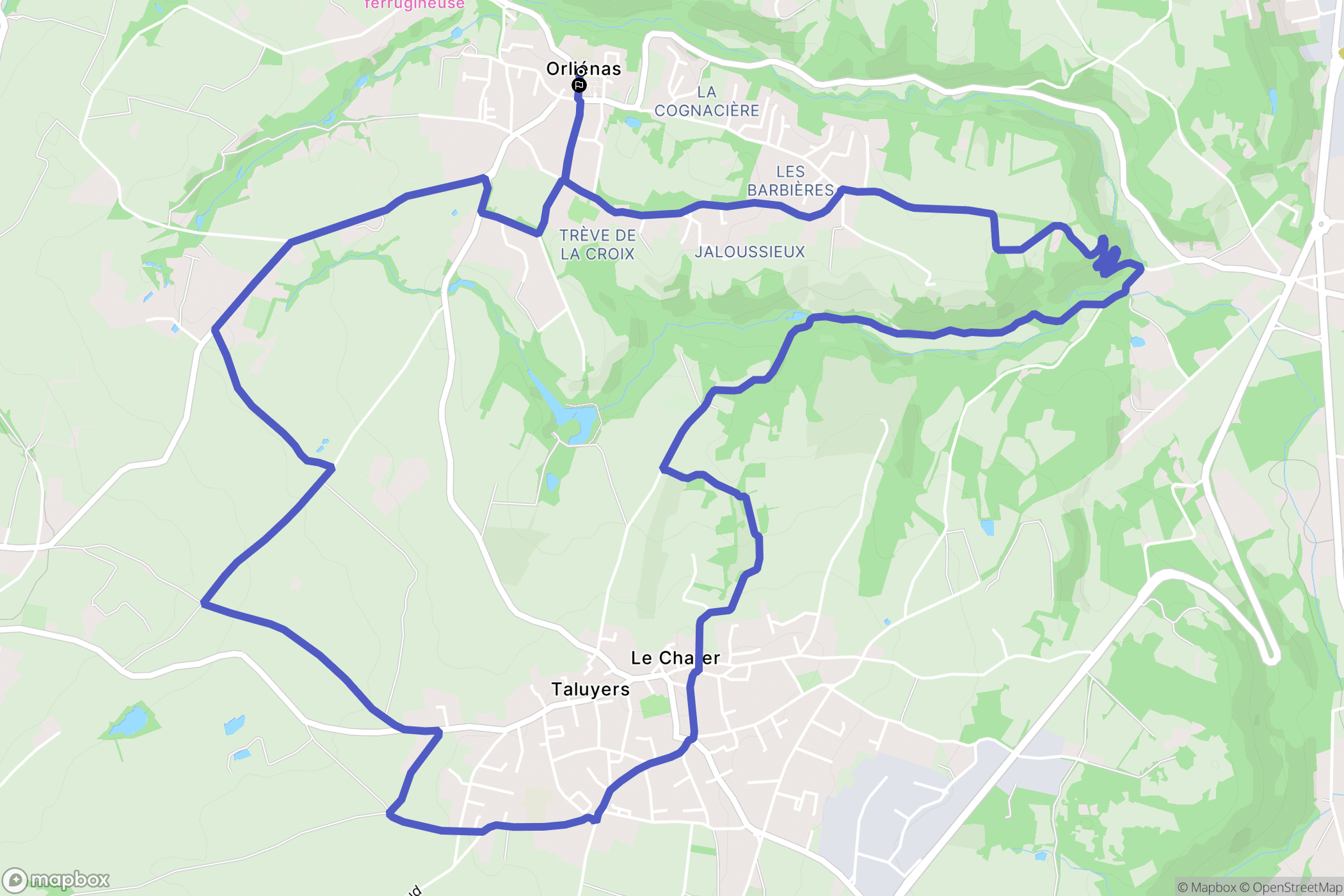 Orliénas : carte du parcours de randonnée - France
