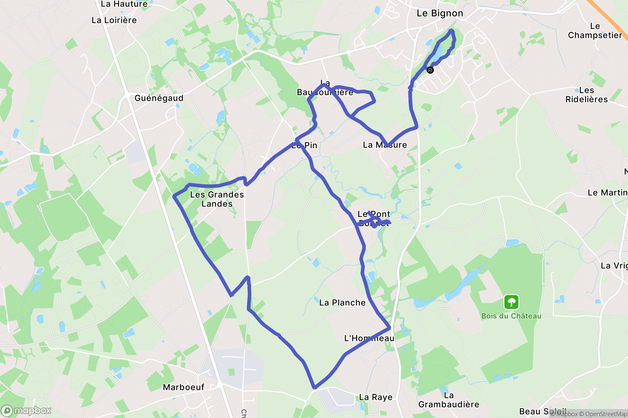 Le Bignon : carte du parcours de randonnée - France