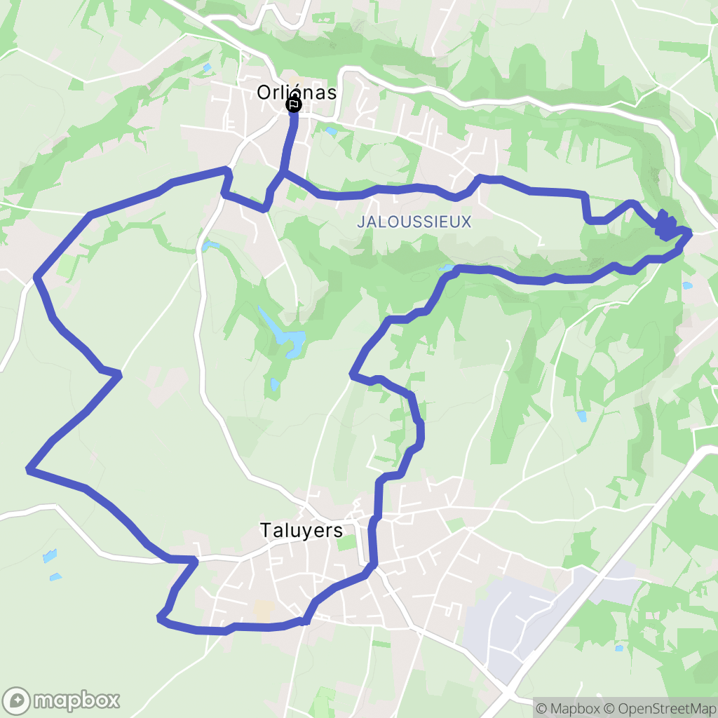 Orliénas : carte du parcours de randonnée - France