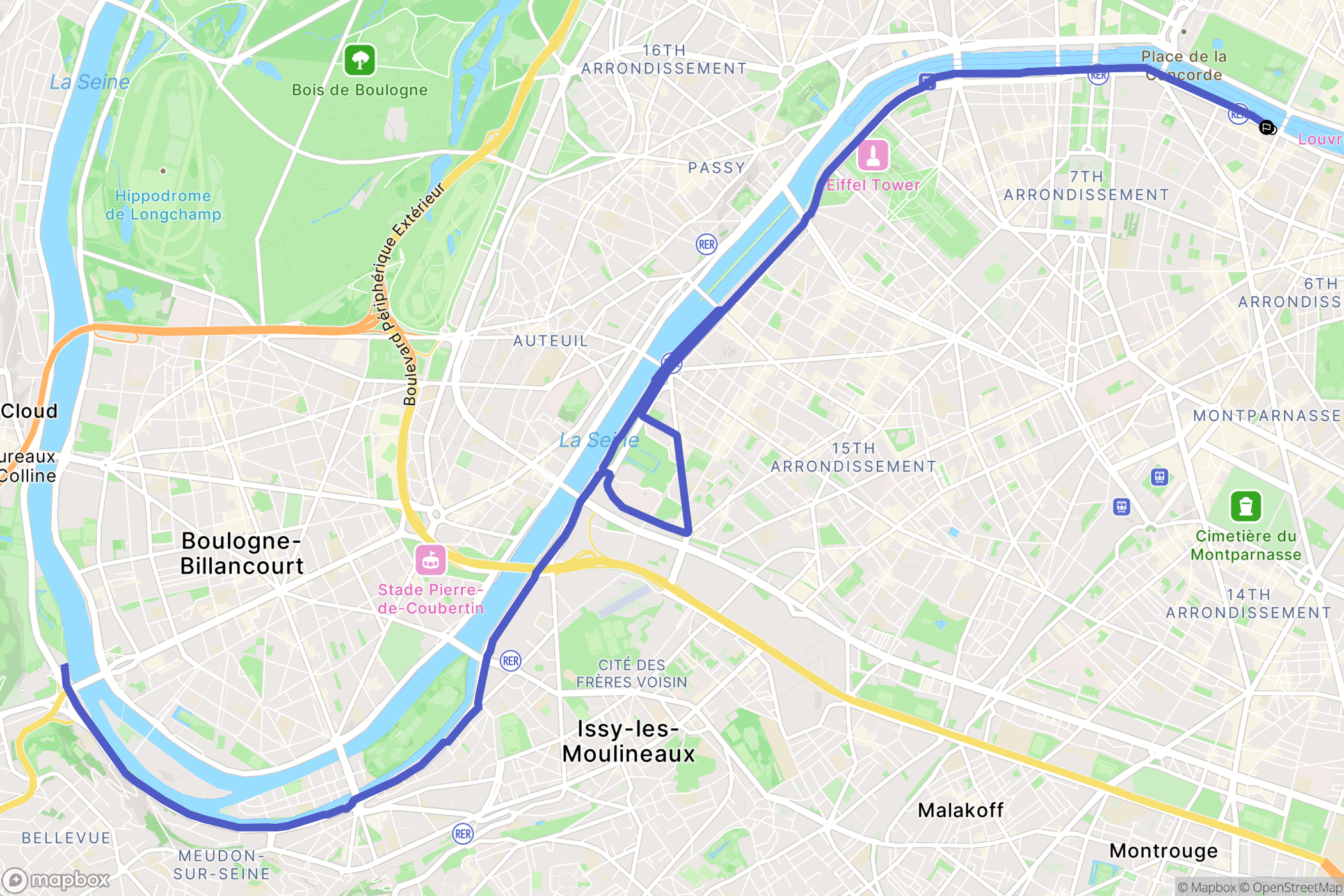 Paris : carte du parcours de randonnée - France