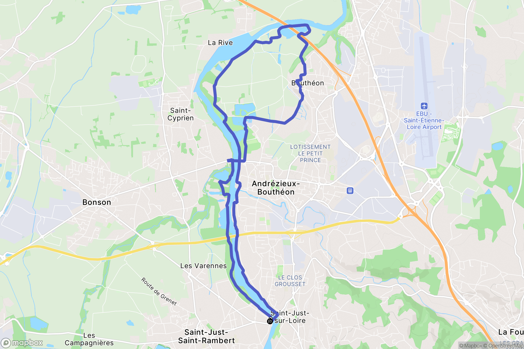 Saint-Just-Saint-Rambert : carte du parcours de randonnée - France