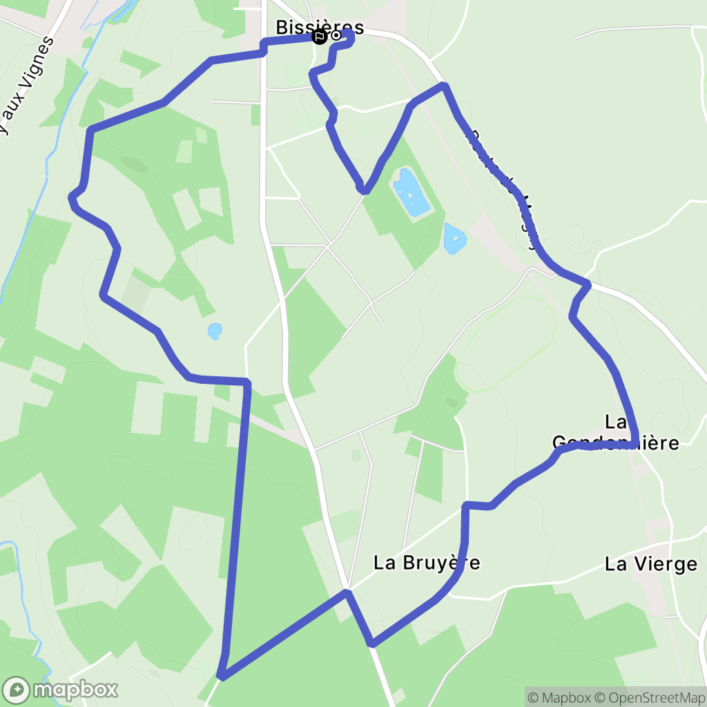 Méry-Bissières-en-Auge : carte du parcours de randonnée - France