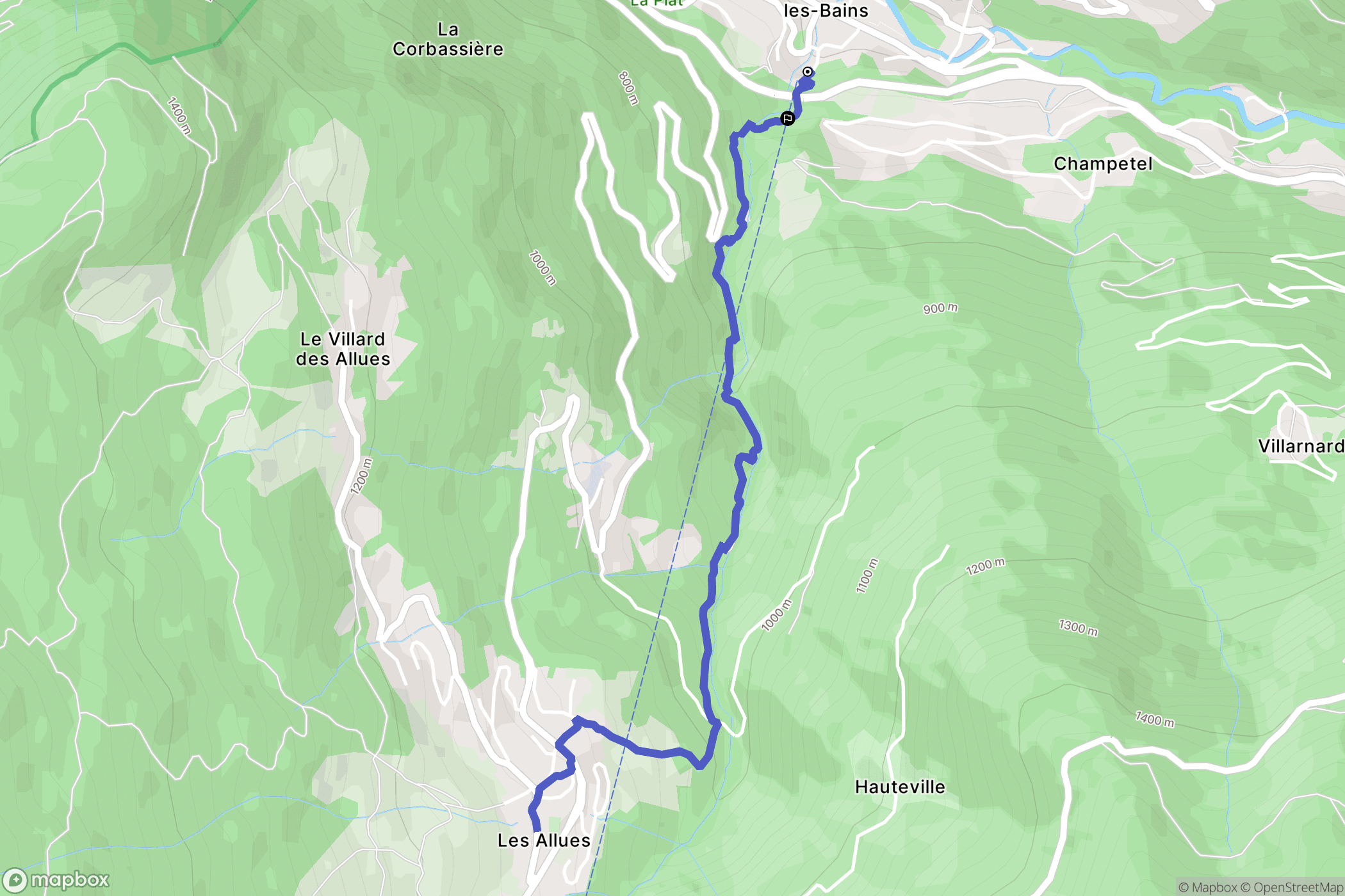 Brides-les-Bains : carte du parcours de randonnée - France