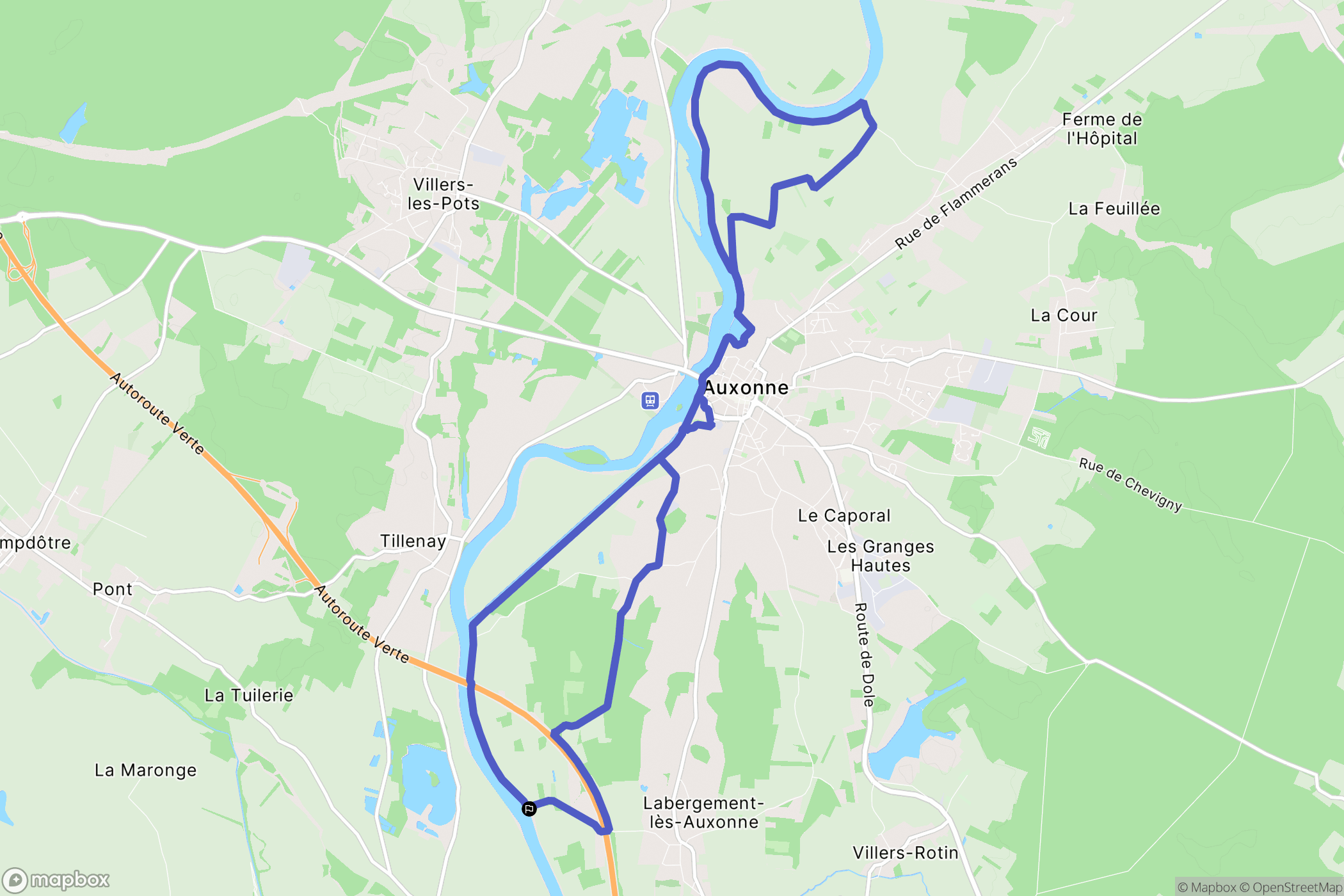 Labergement-lès-Auxonne : carte du parcours de randonnée - France
