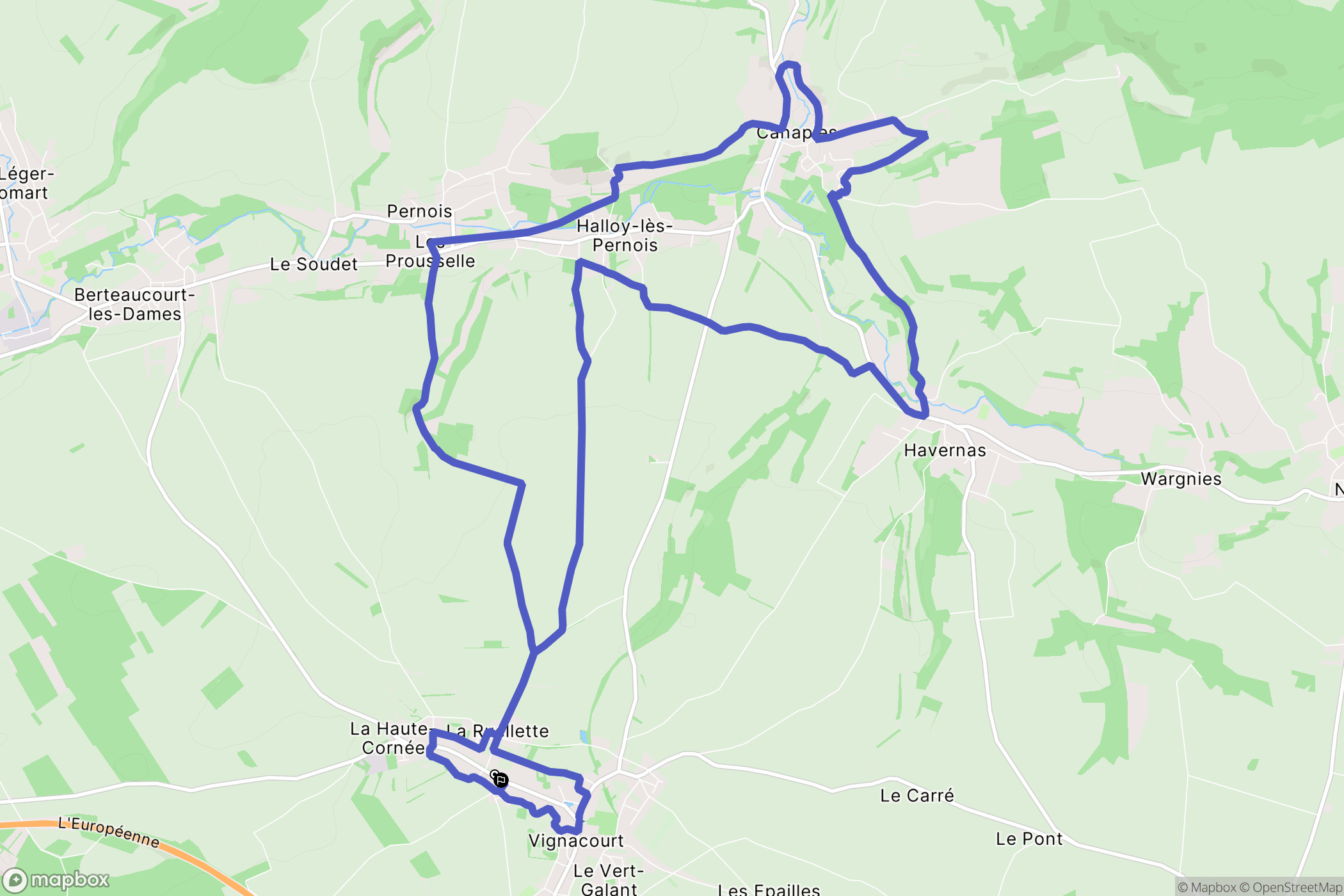 Vignacourt : carte du parcours de randonnée - France
