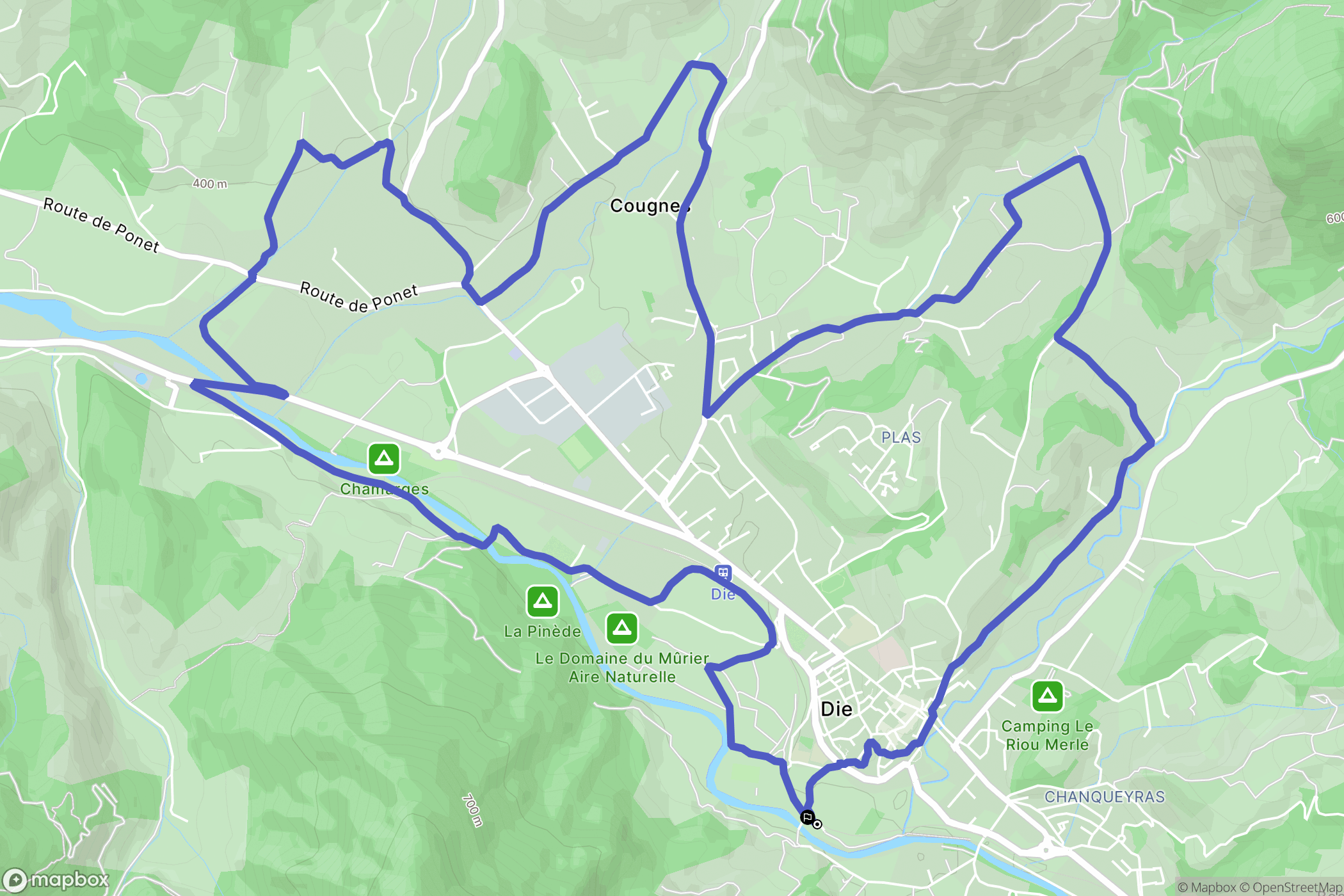 Die : carte du parcours de randonnée - France