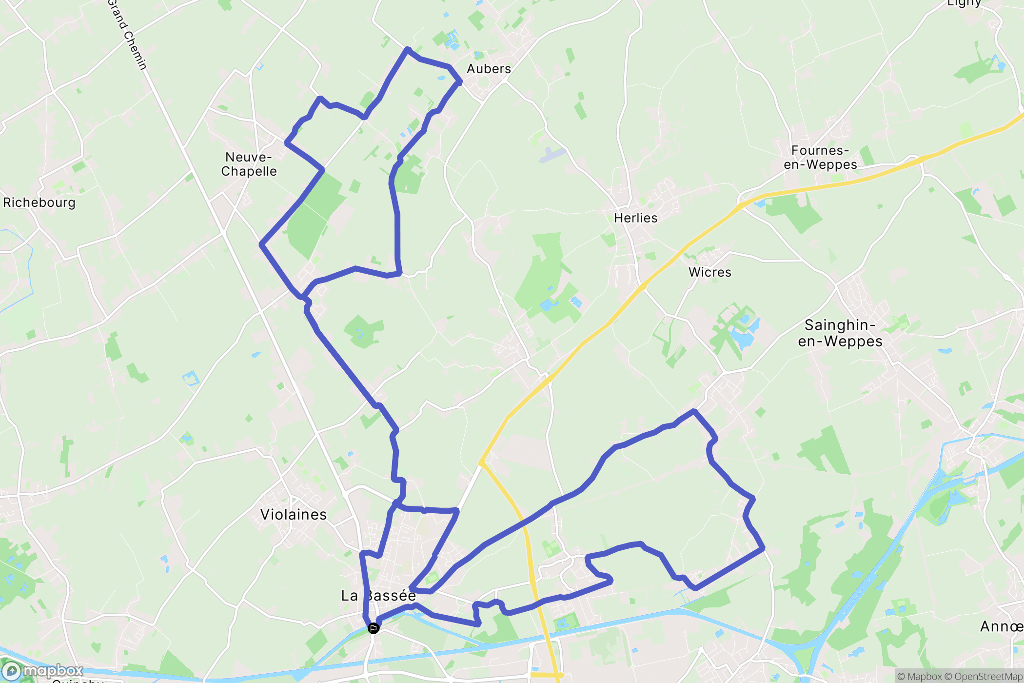 Bassée : carte du parcours de randonnée - France