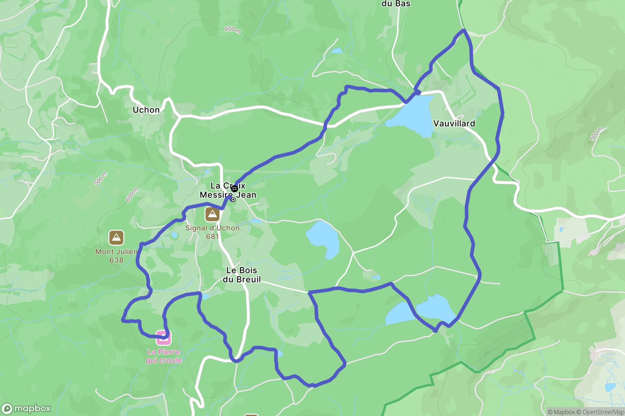 Uchon : carte du parcours de randonnée - France