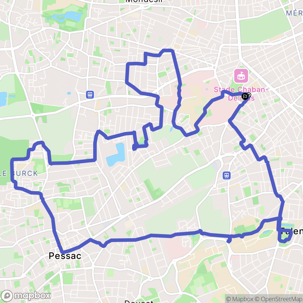 Bordeaux : carte du parcours de randonnée - France