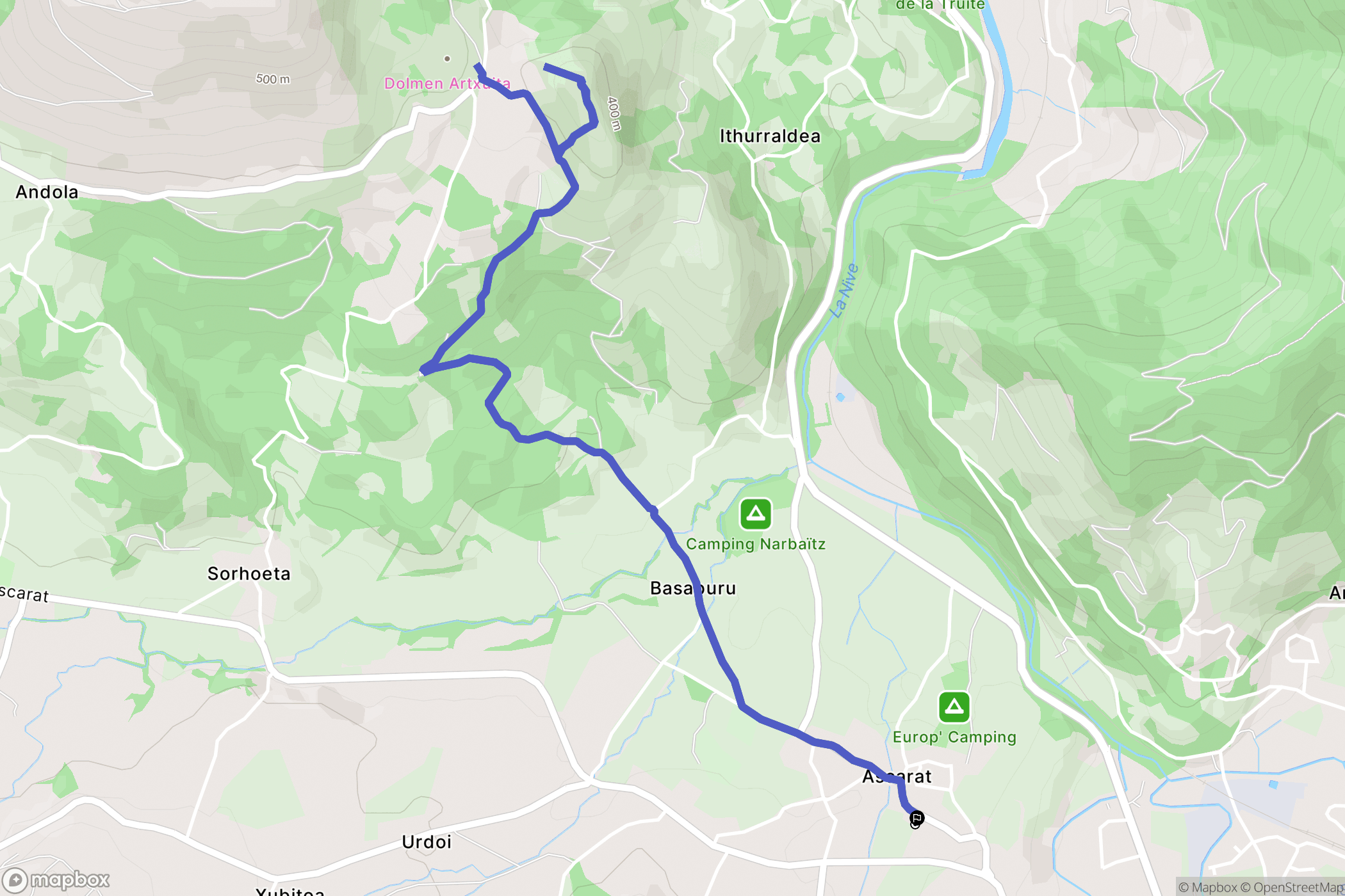 Ascarat : carte du parcours de randonnée - France