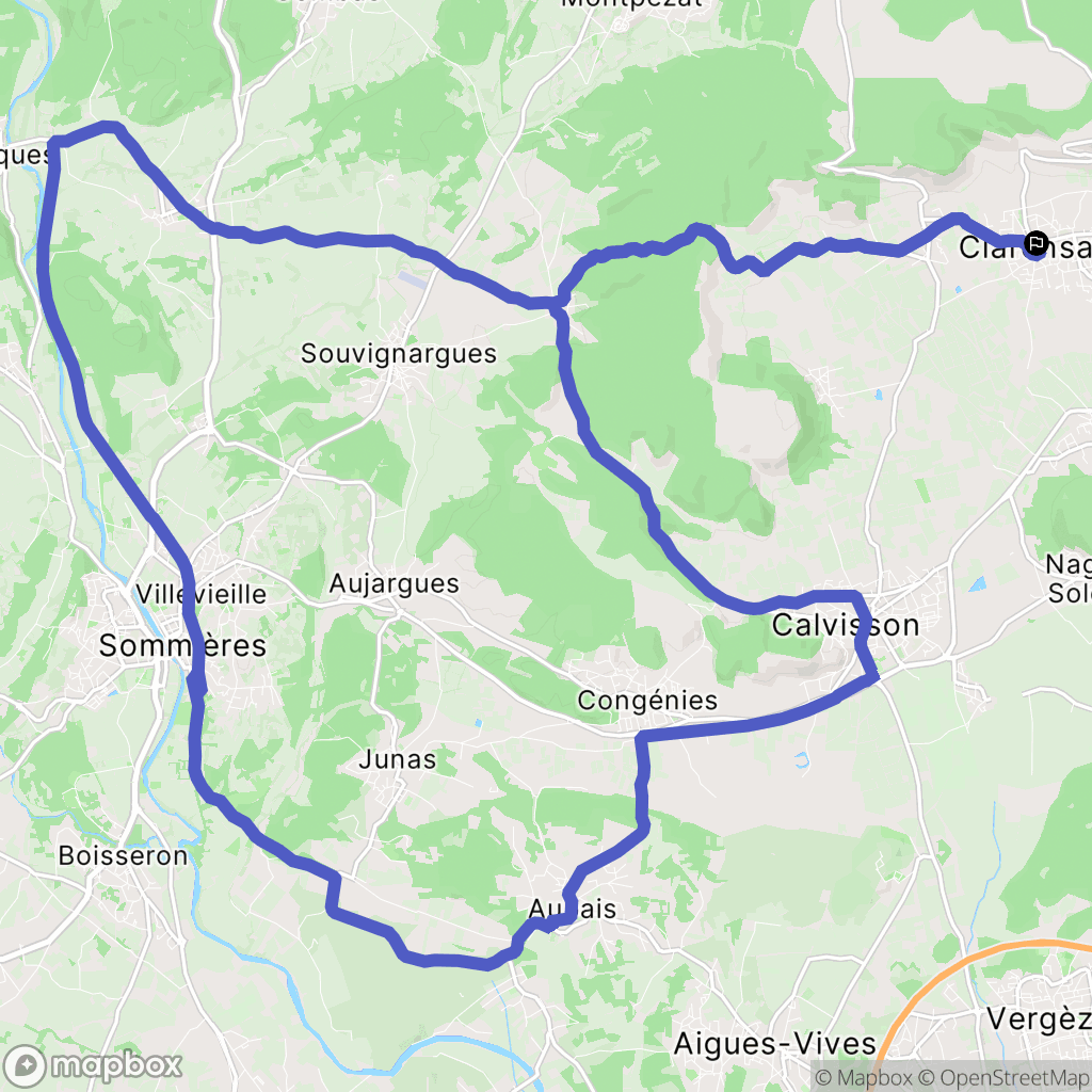 Clarensac : carte du parcours de randonnée - France