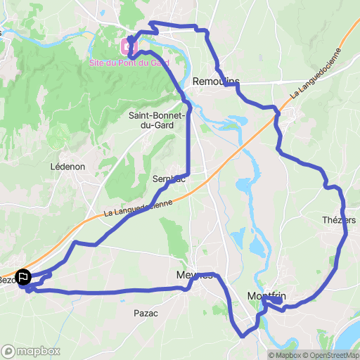 Bezouce : carte du parcours de randonnée - France