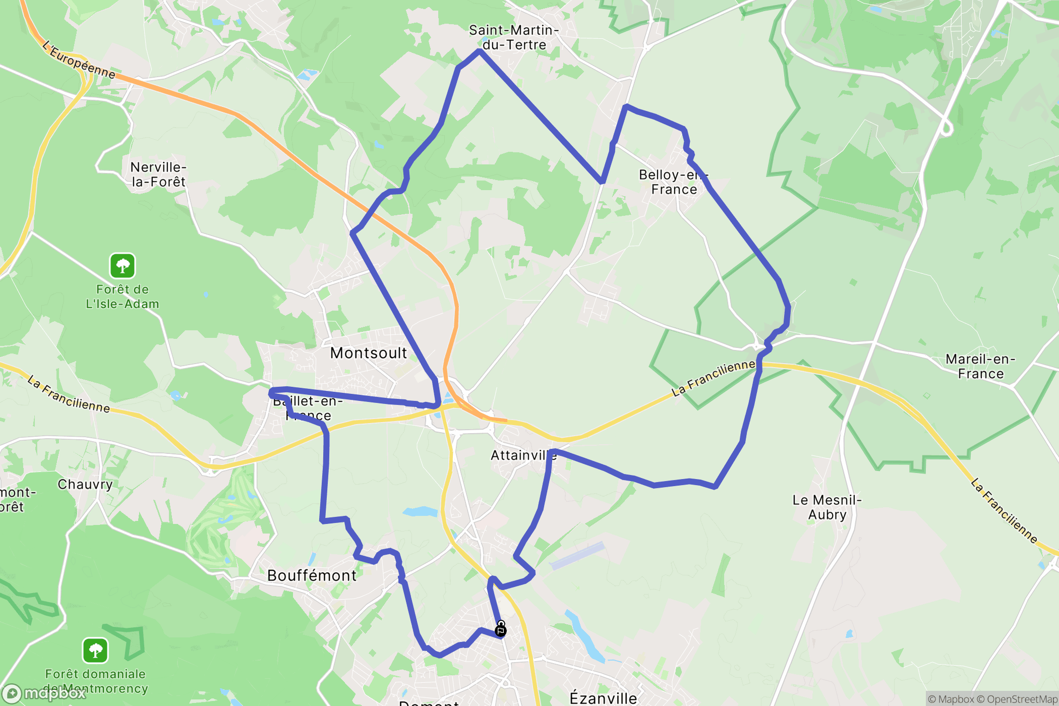 Moisselles : carte du parcours de randonnée - France