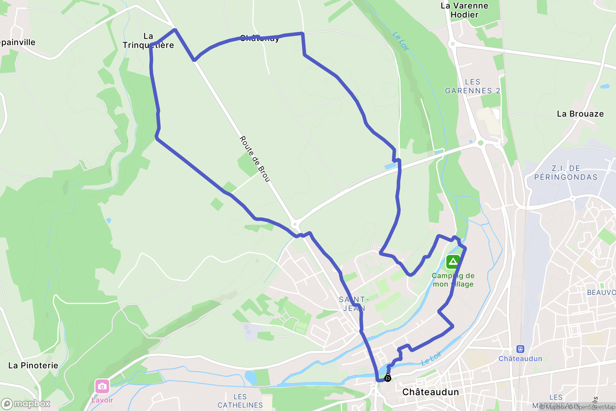 Châteaudun : carte du parcours de randonnée - France