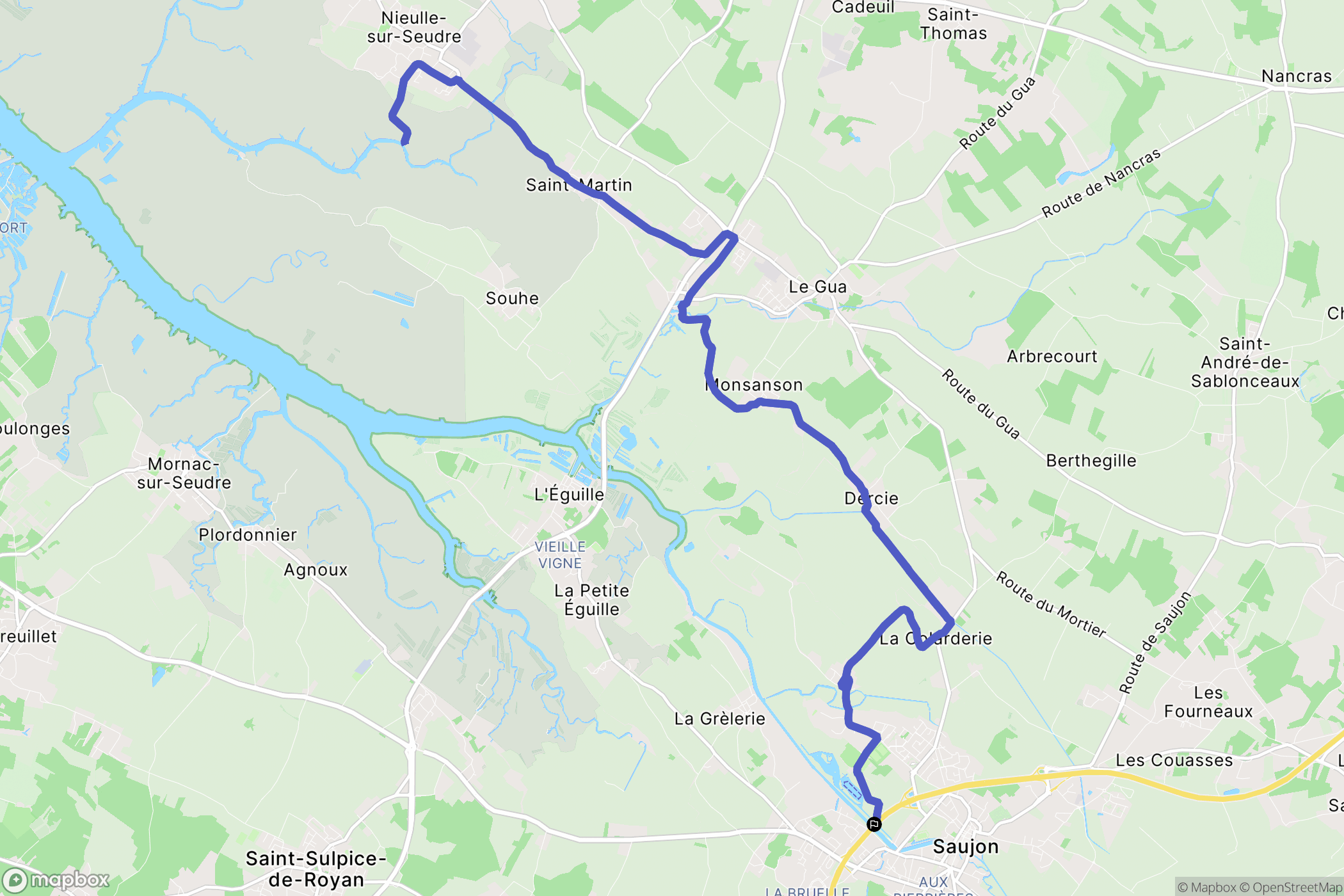 Saujon : carte du parcours de randonnée - France