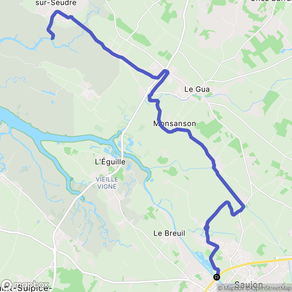 Saujon : carte du parcours de randonnée - France