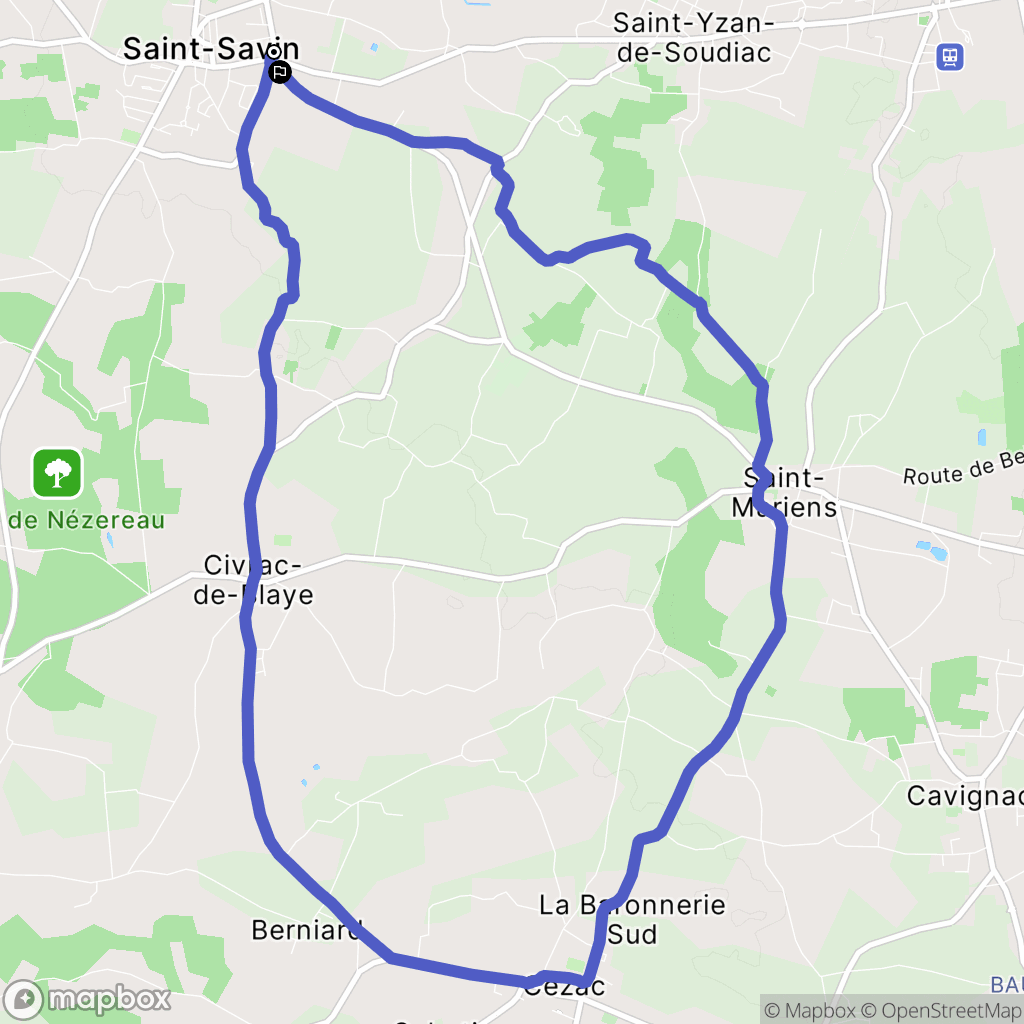 Saint-Savin : carte du parcours de randonnée - France