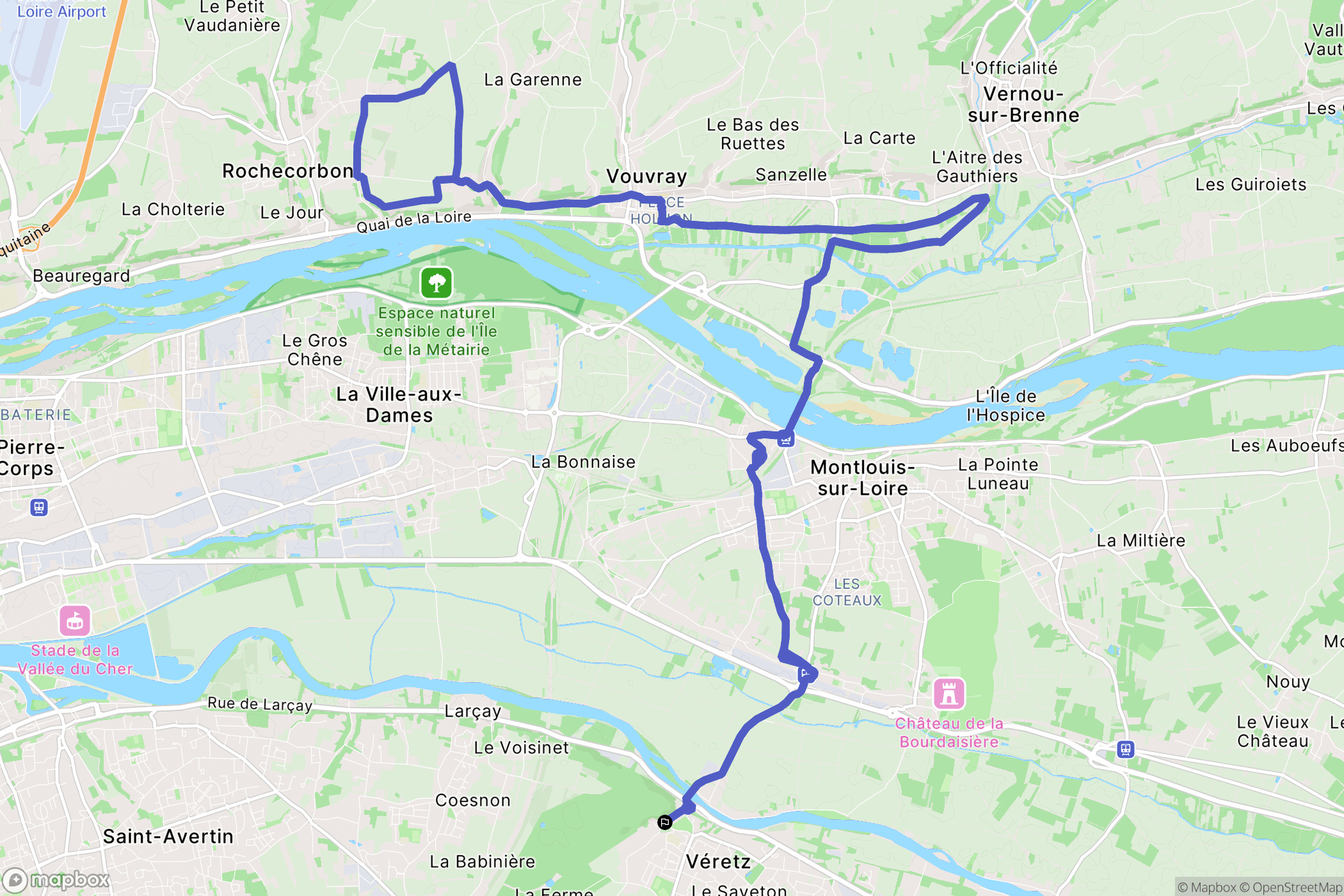 Véretz : carte du parcours de randonnée - France