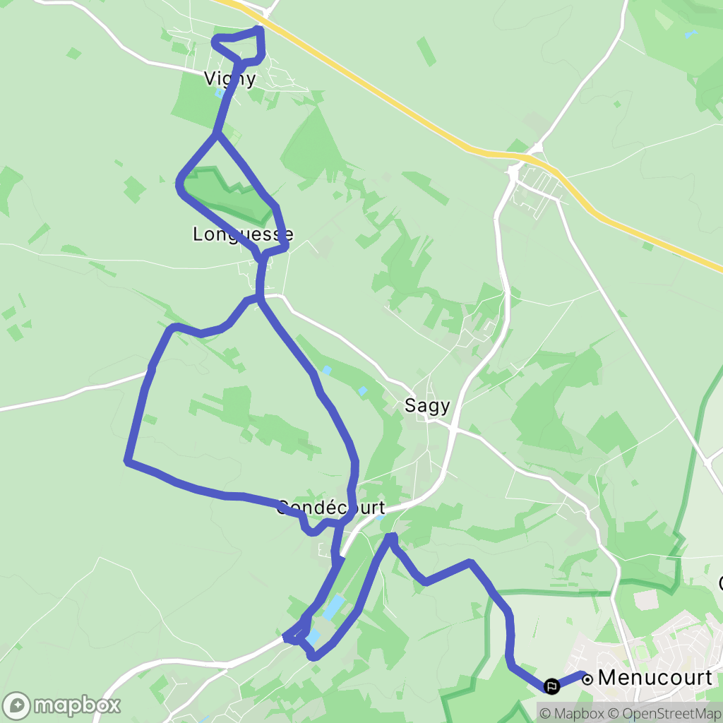Menucourt : carte du parcours de randonnée - France
