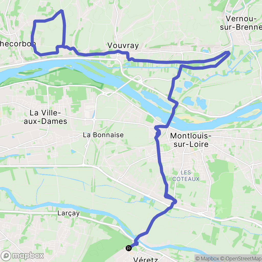 Véretz : carte du parcours de randonnée - France