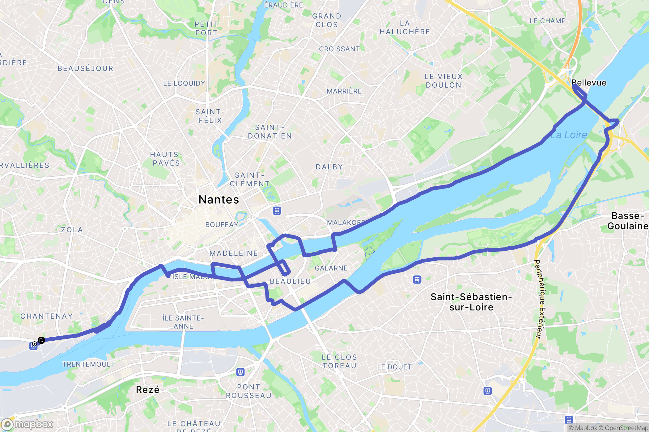 Nantes : carte du parcours de randonnée - France