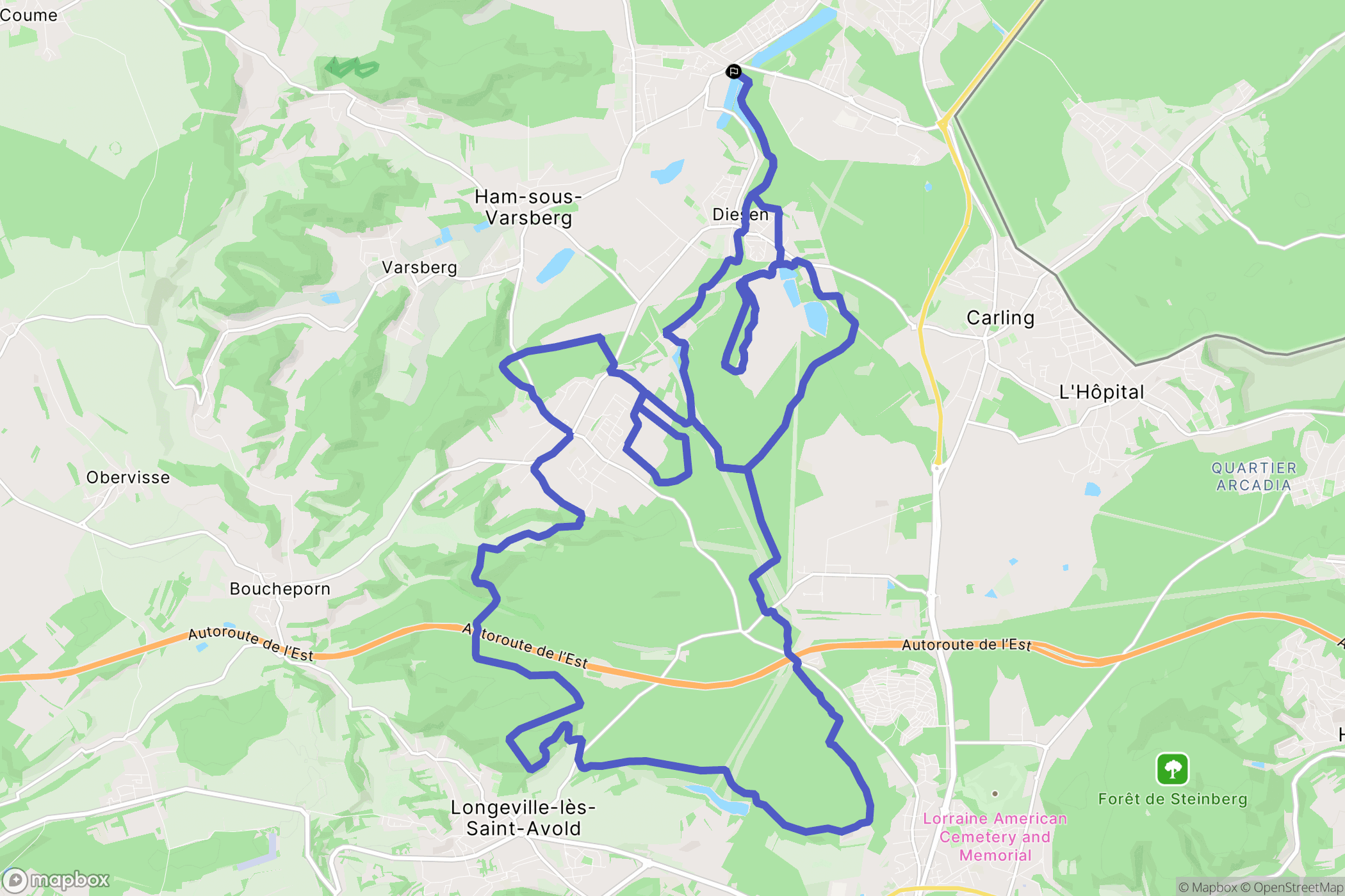 Creutzwald : carte du parcours de randonnée - France