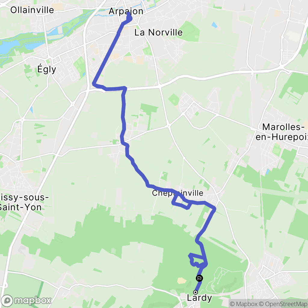 Lardy : carte du parcours de randonnée - France