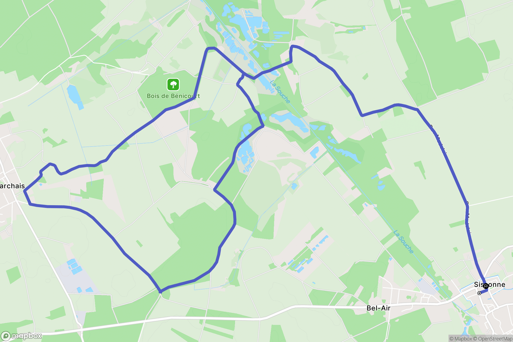 Sissonne : carte du parcours de randonnée - France