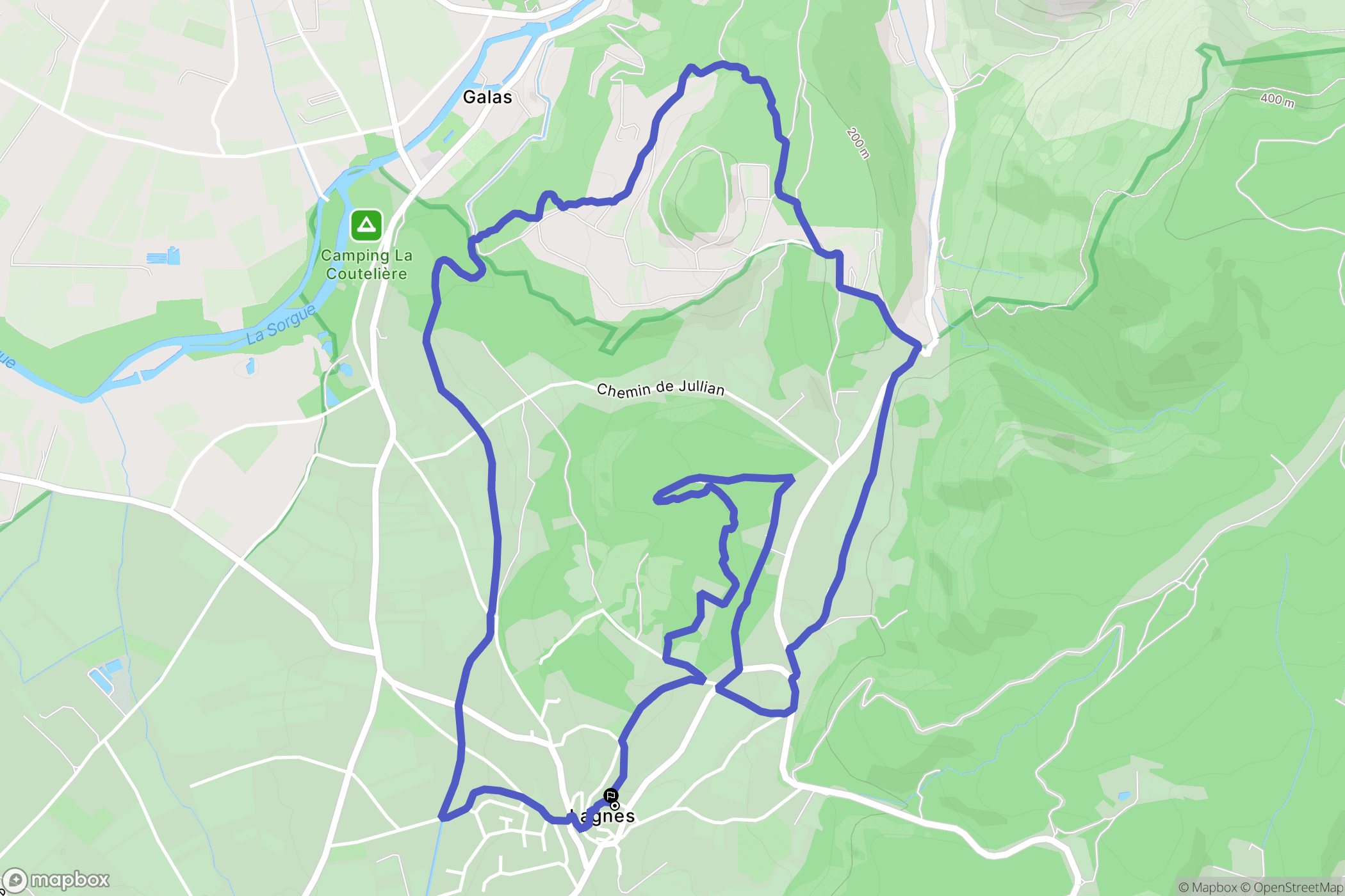 Lagnes : carte du parcours de randonnée - France