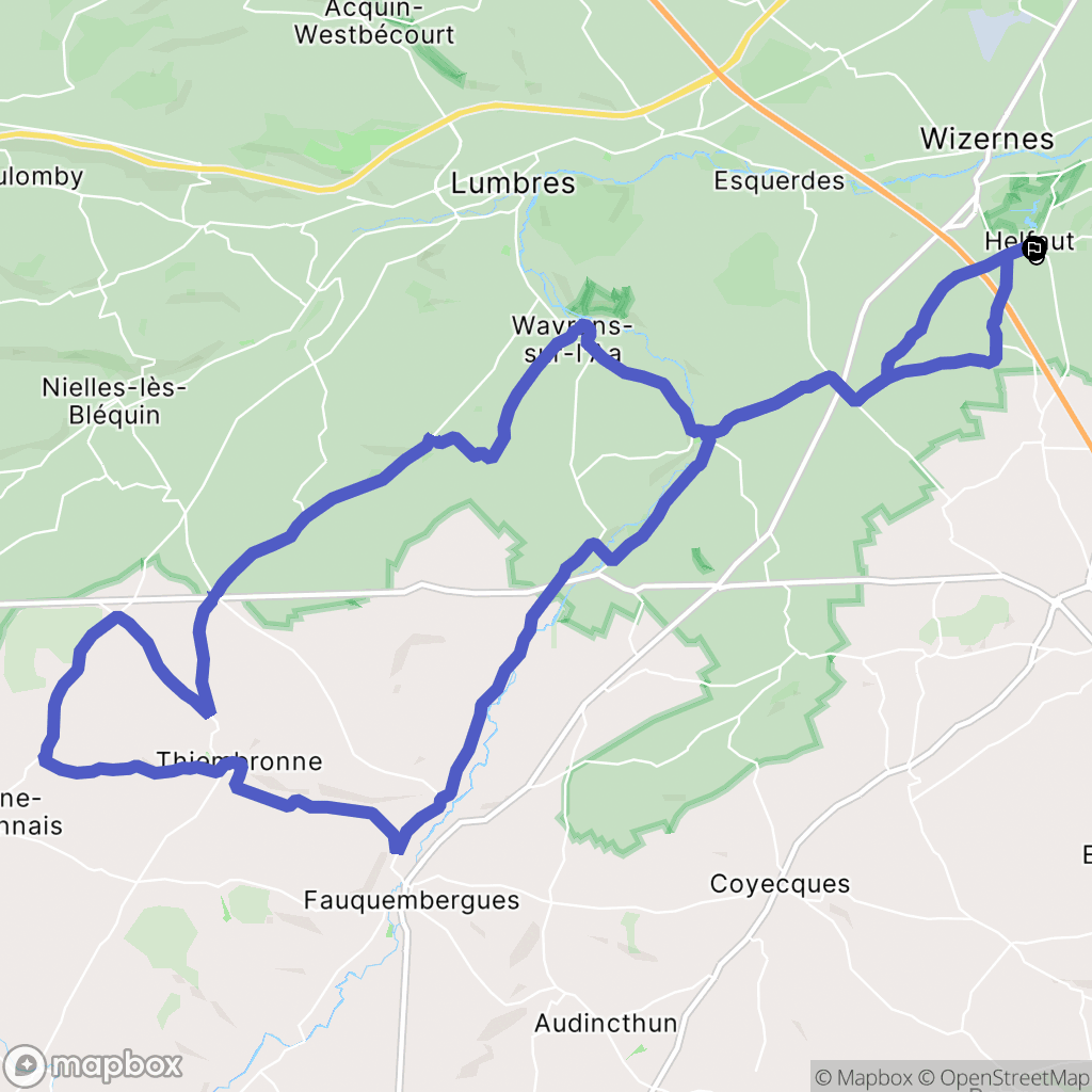 Helfaut : carte du parcours de randonnée - France