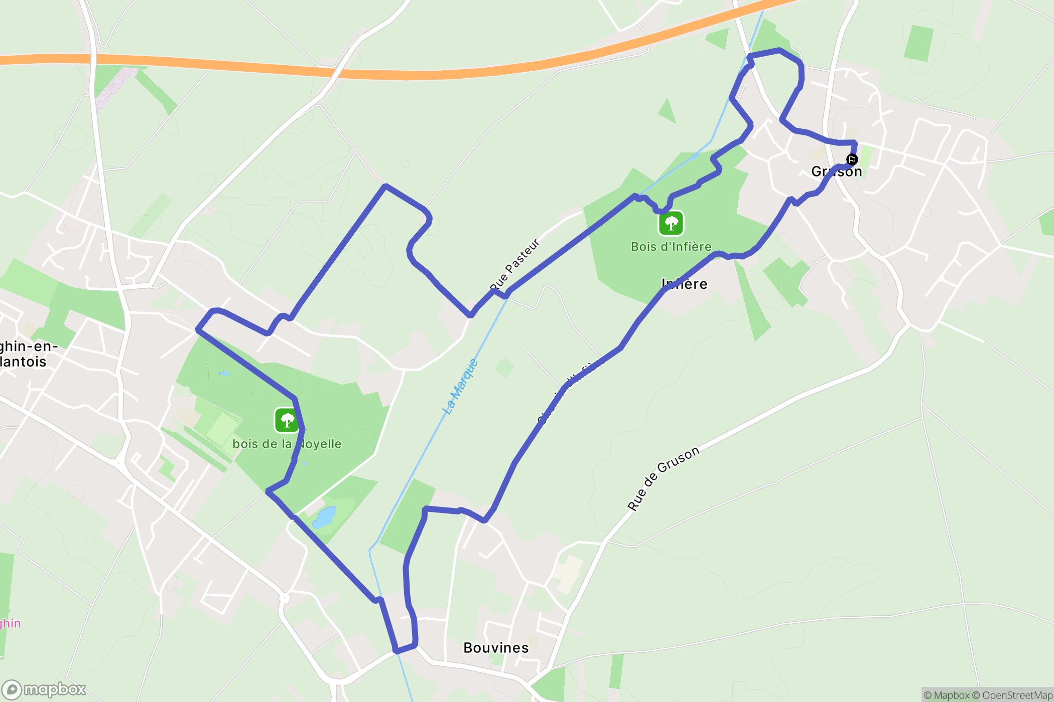 Gruson : carte du parcours de randonnée - France