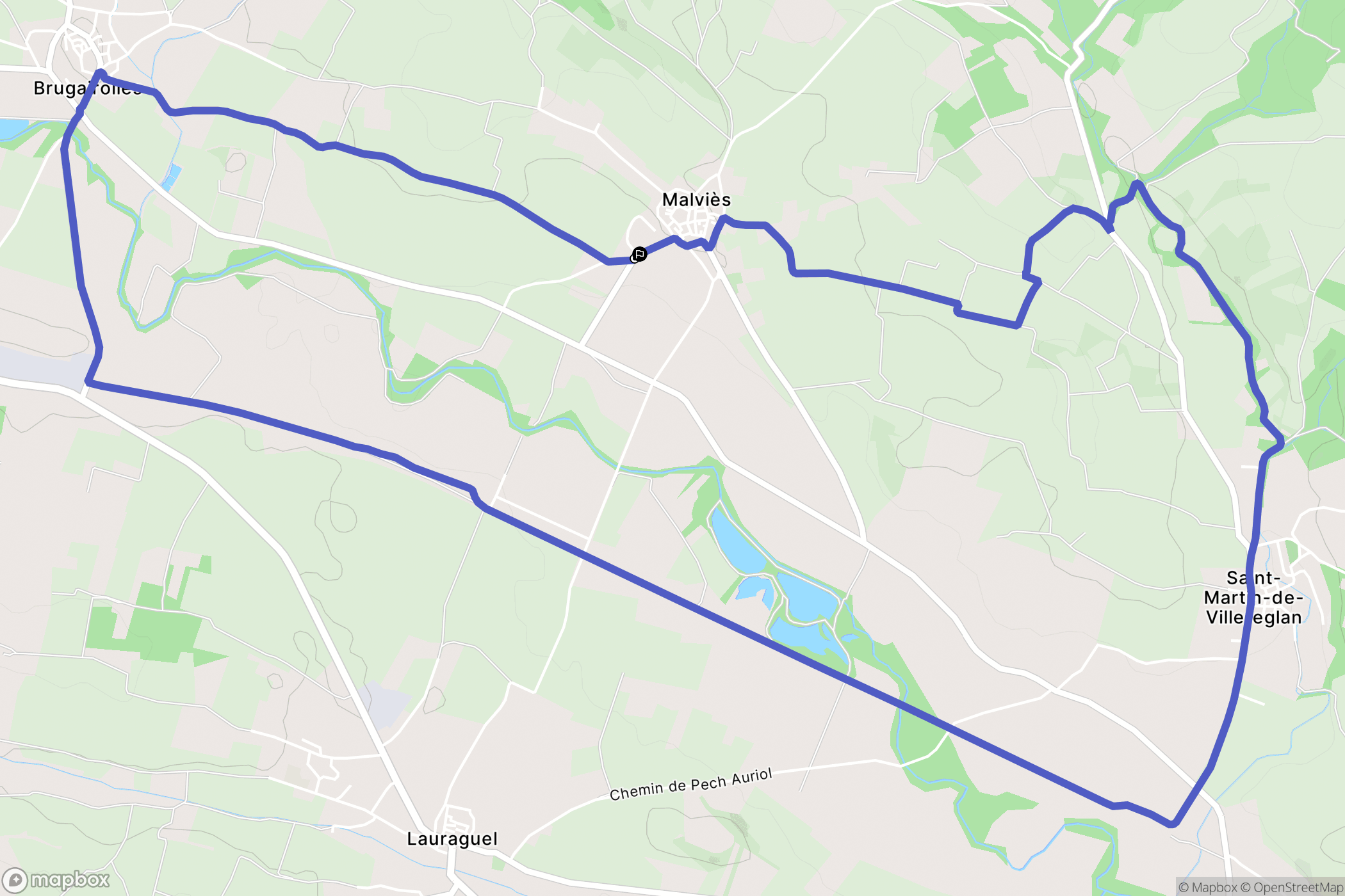 Malviès : carte du parcours de randonnée - France