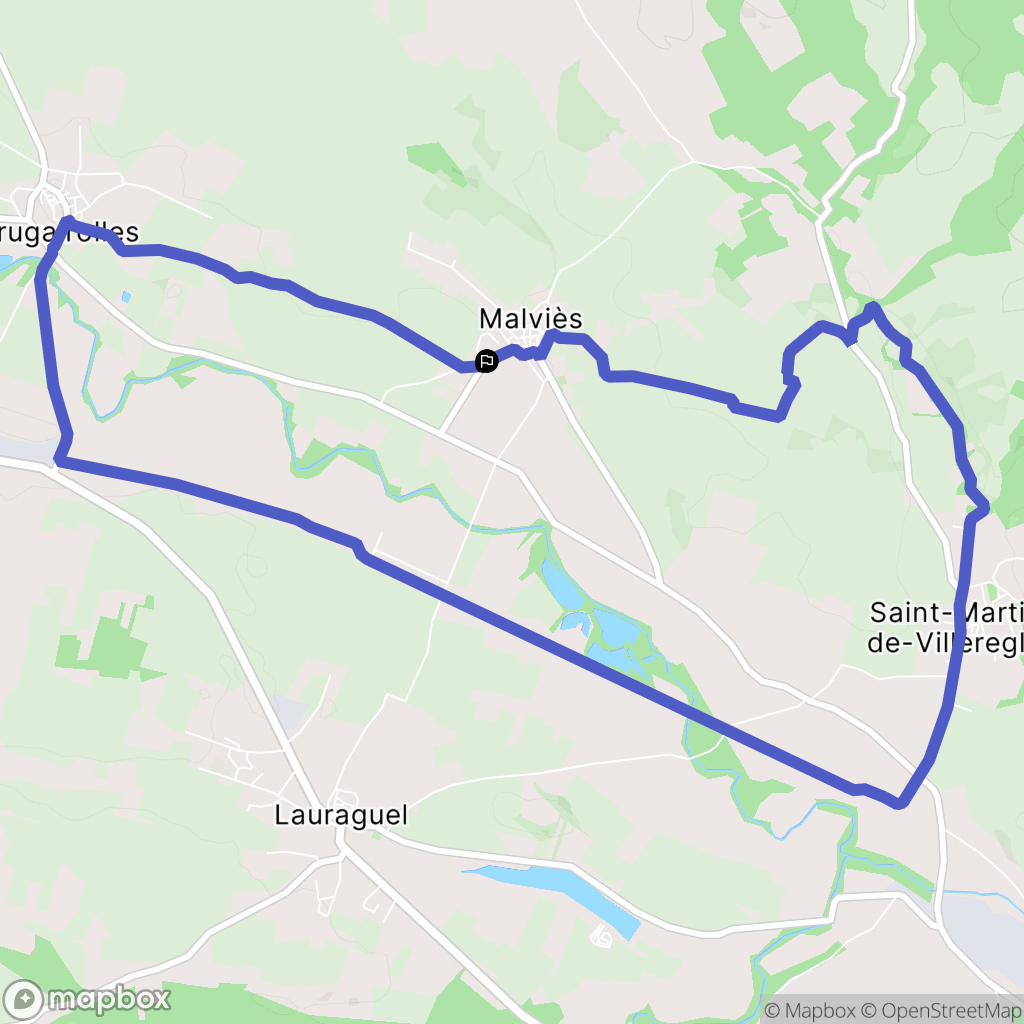 Malviès : carte du parcours de randonnée - France