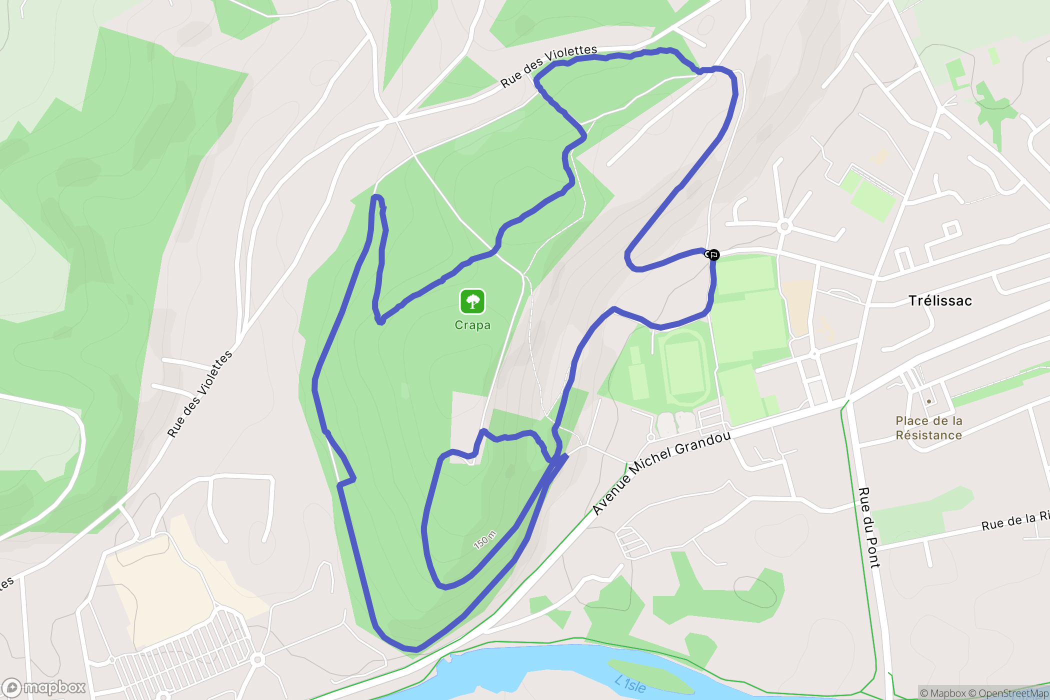 Trélissac : carte du parcours de randonnée - France