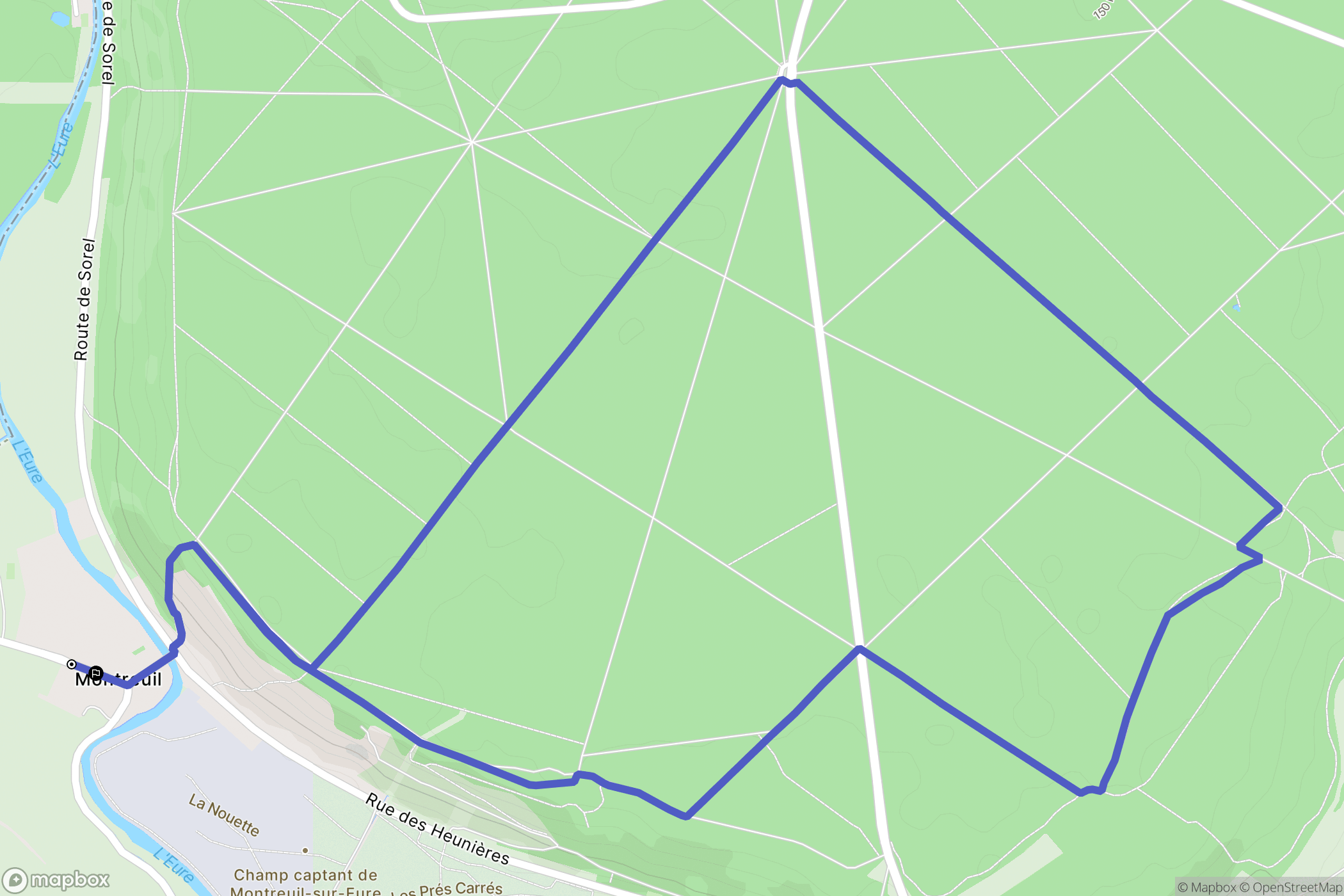 Montreuil : carte du parcours de randonnée - France