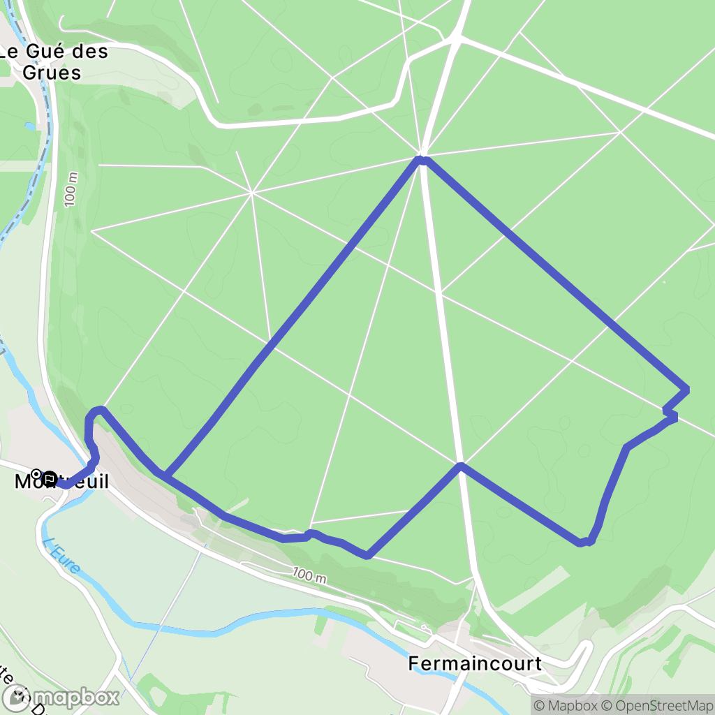Montreuil : carte du parcours de randonnée - France