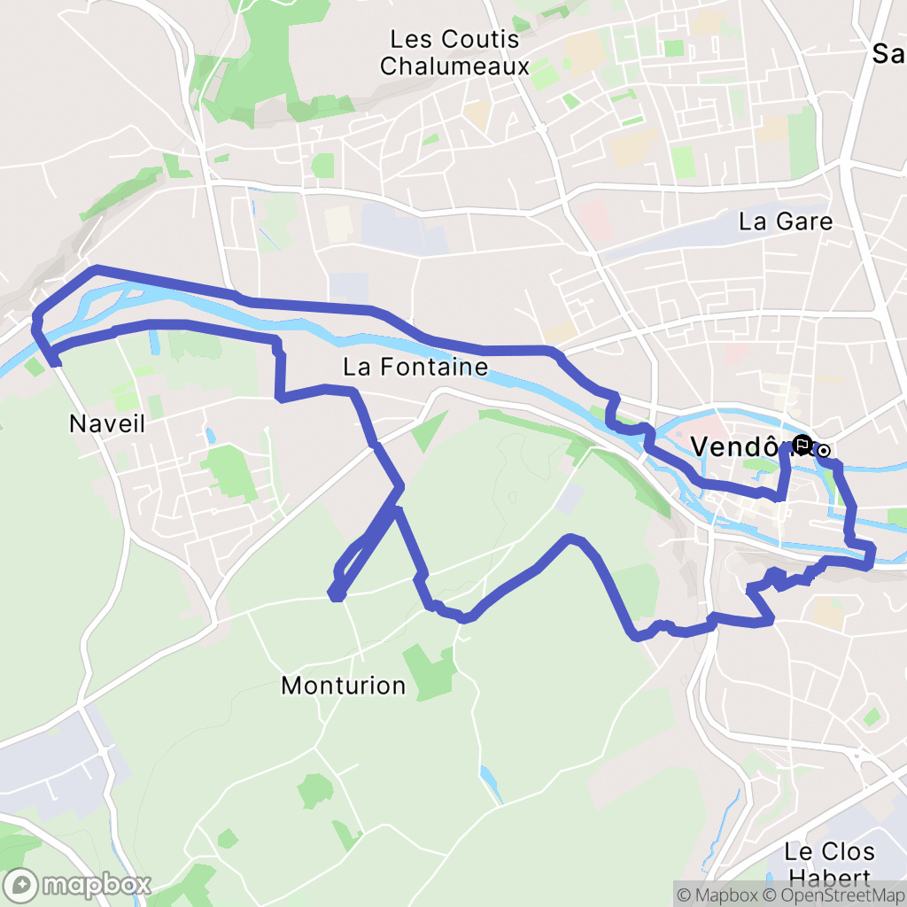 Vendôme : carte du parcours de randonnée - France