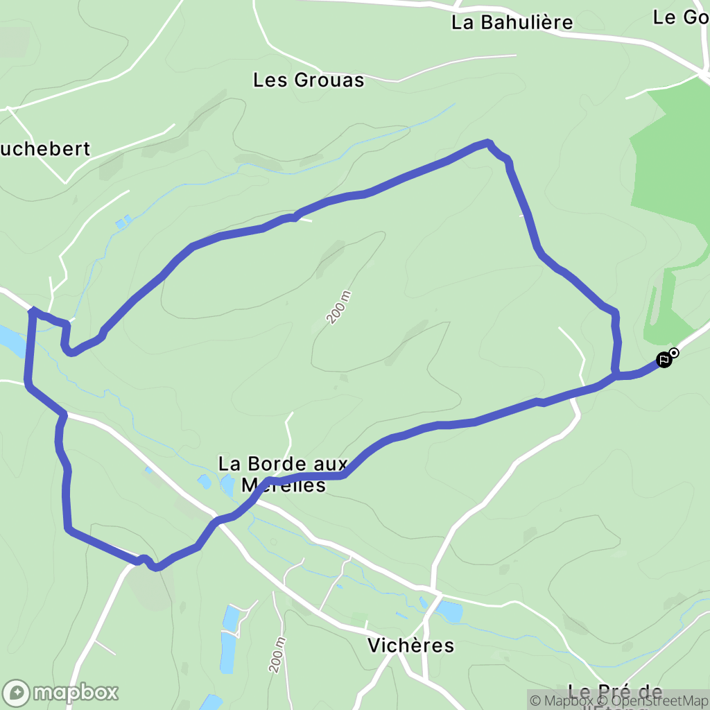 Vichères : carte du parcours de randonnée - France
