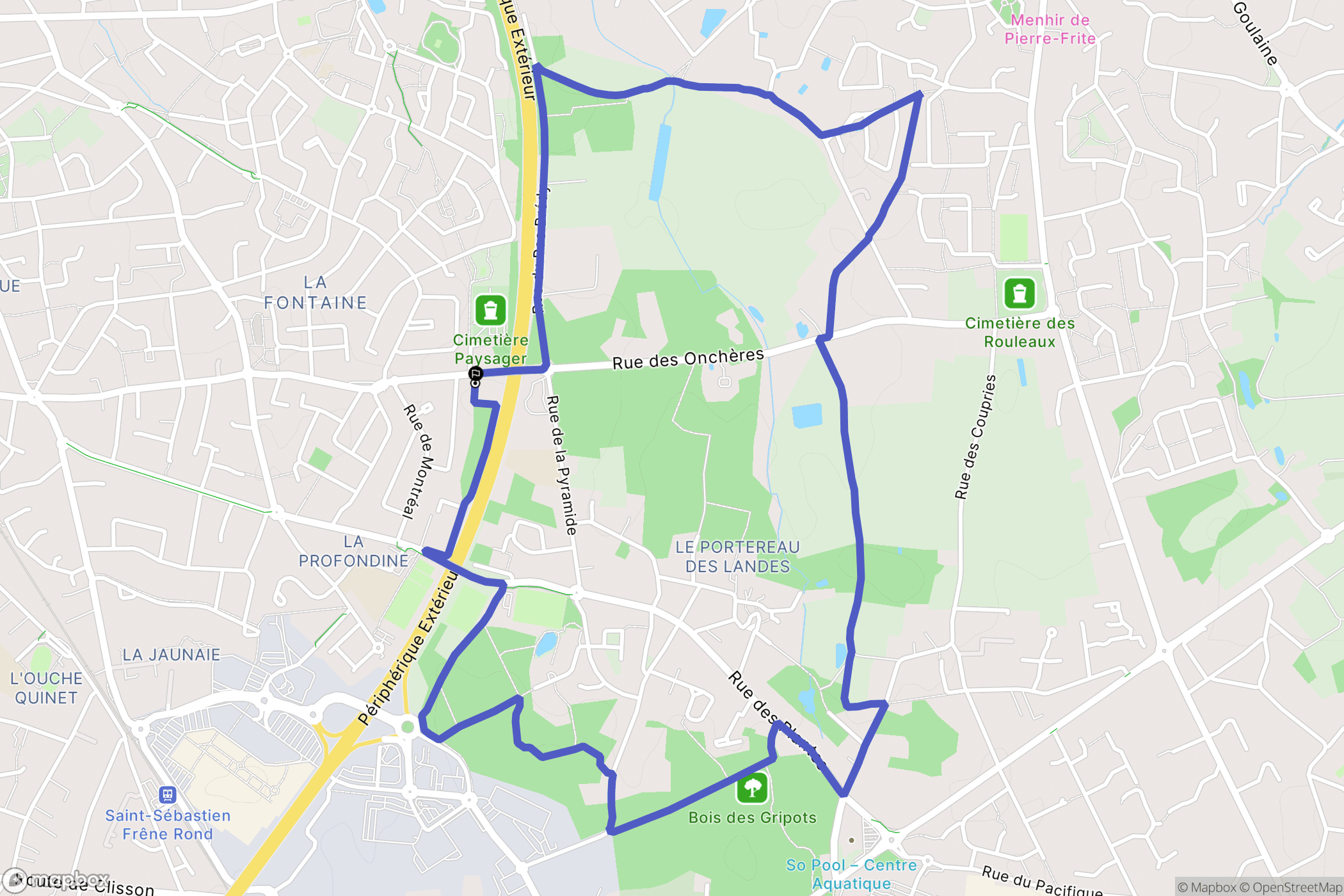 Saint-Sébastien-sur-Loire : carte du parcours de randonnée - France