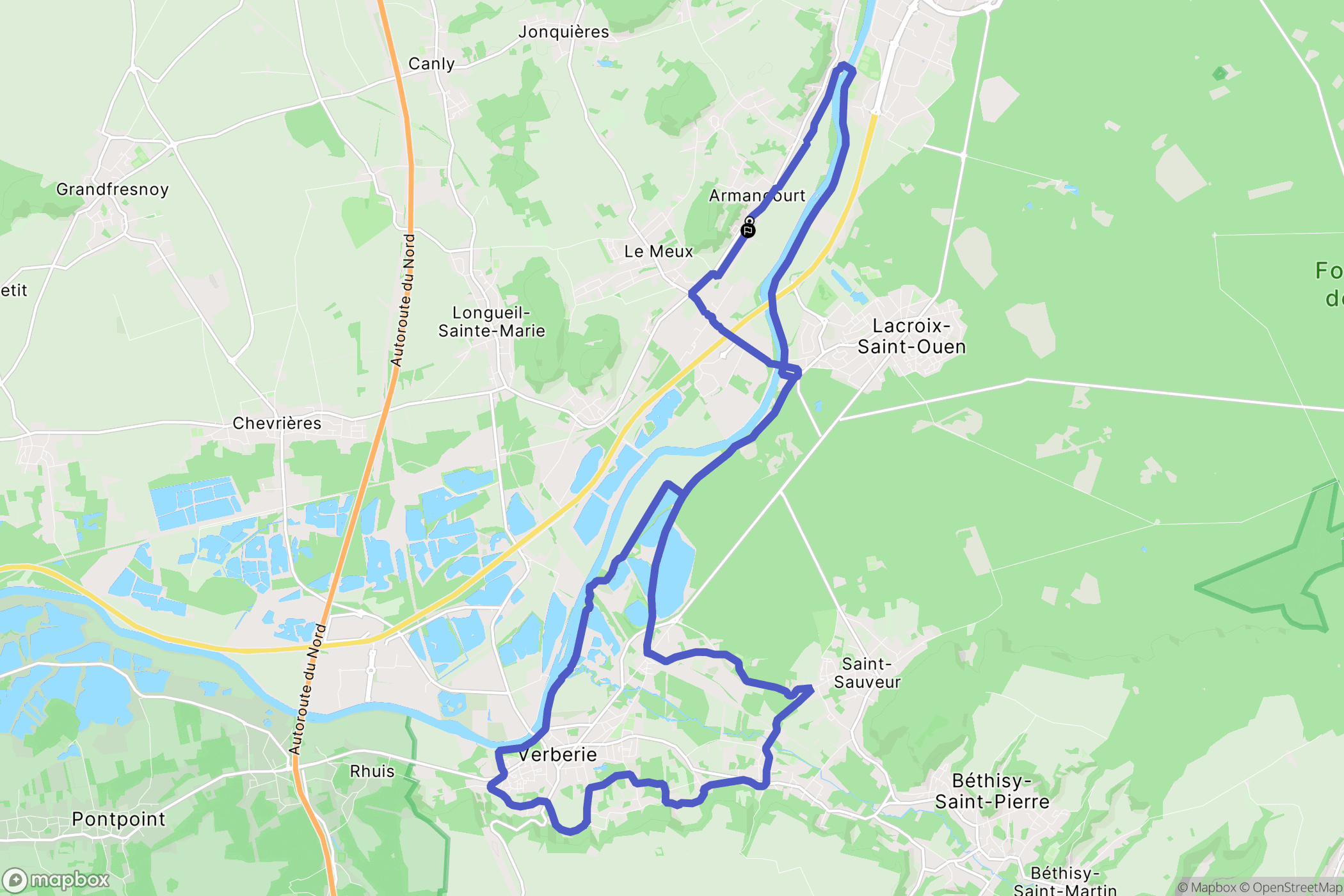 Armancourt : carte du parcours de randonnée - France