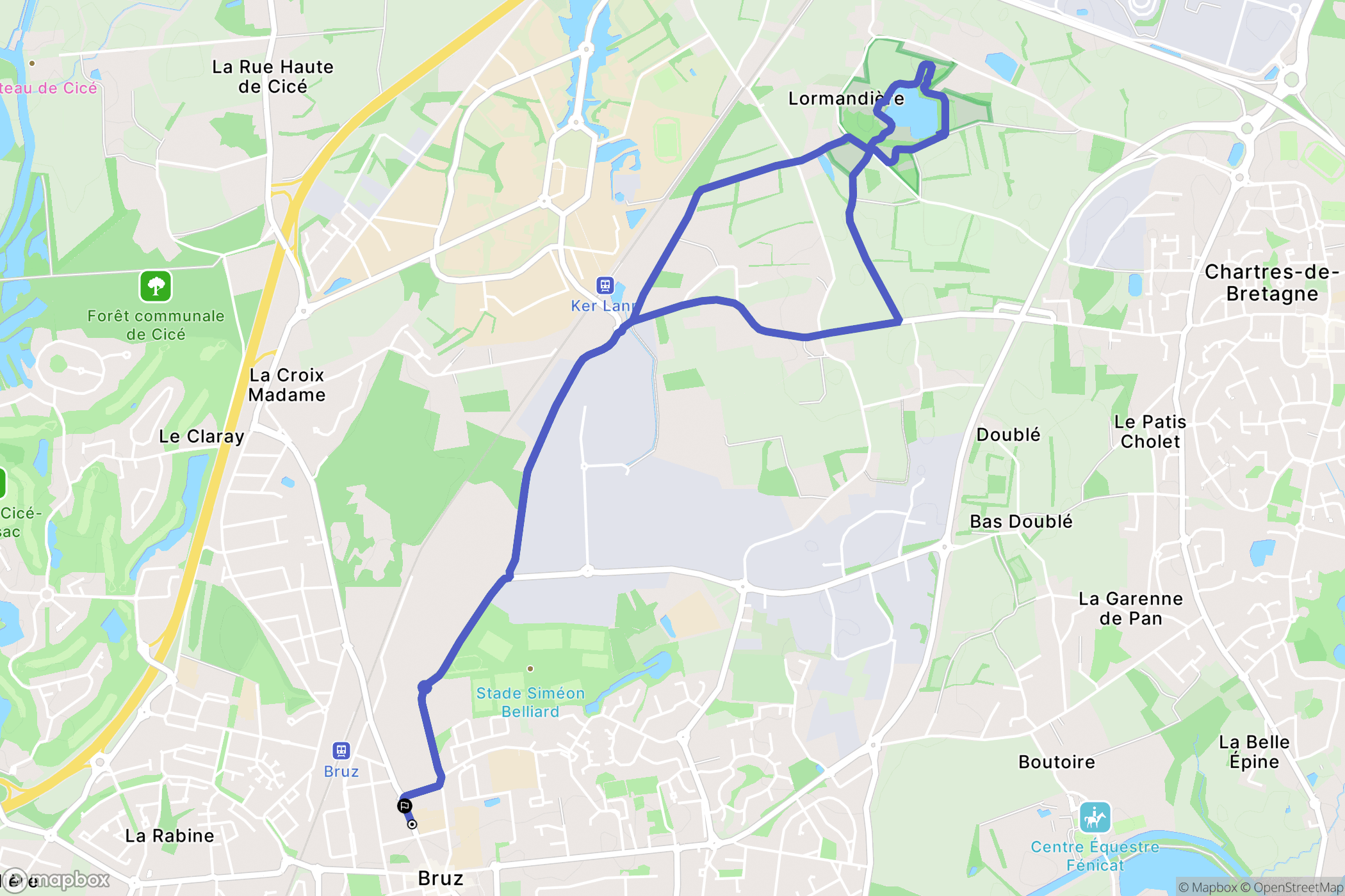Bruz : carte du parcours de randonnée - France