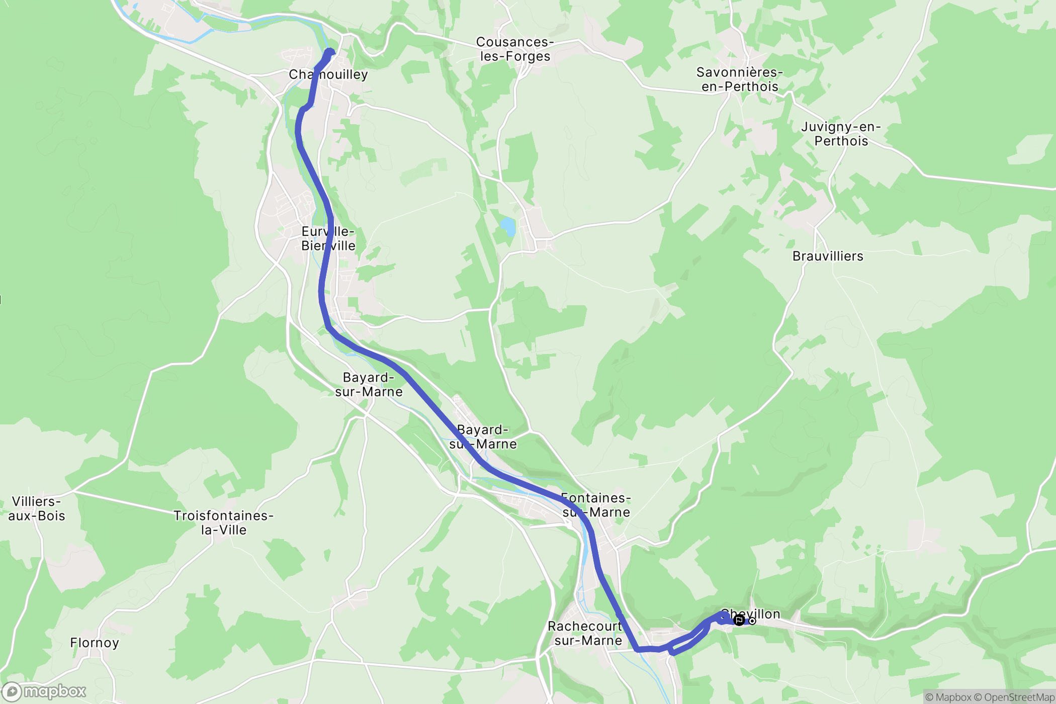 Chevillon : carte du parcours de randonnée - France