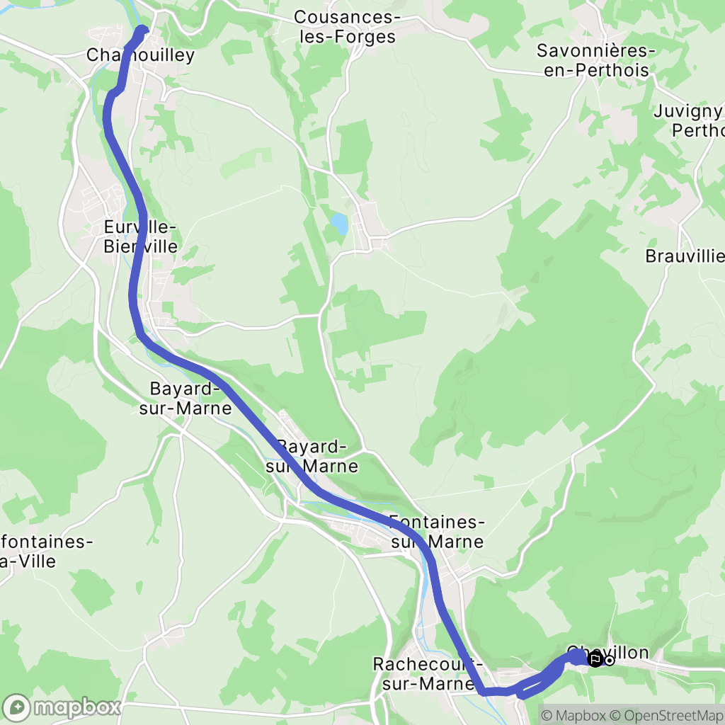 Chevillon : carte du parcours de randonnée - France