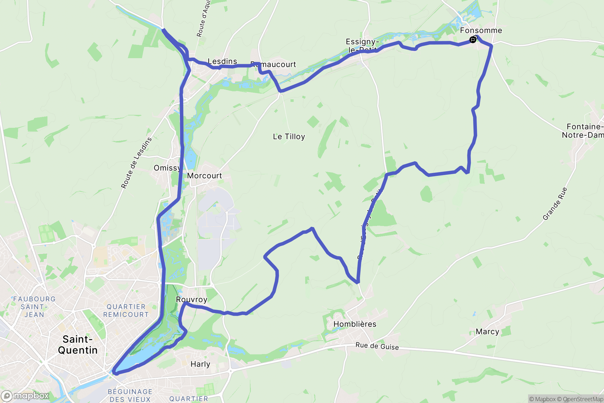 Fonsomme : carte du parcours de randonnée - France