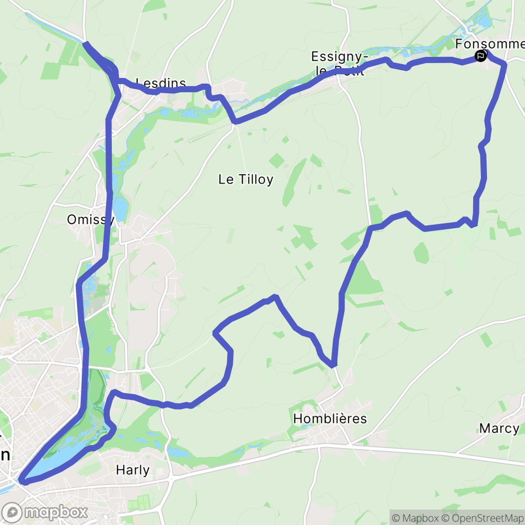 Fonsomme : carte du parcours de randonnée - France
