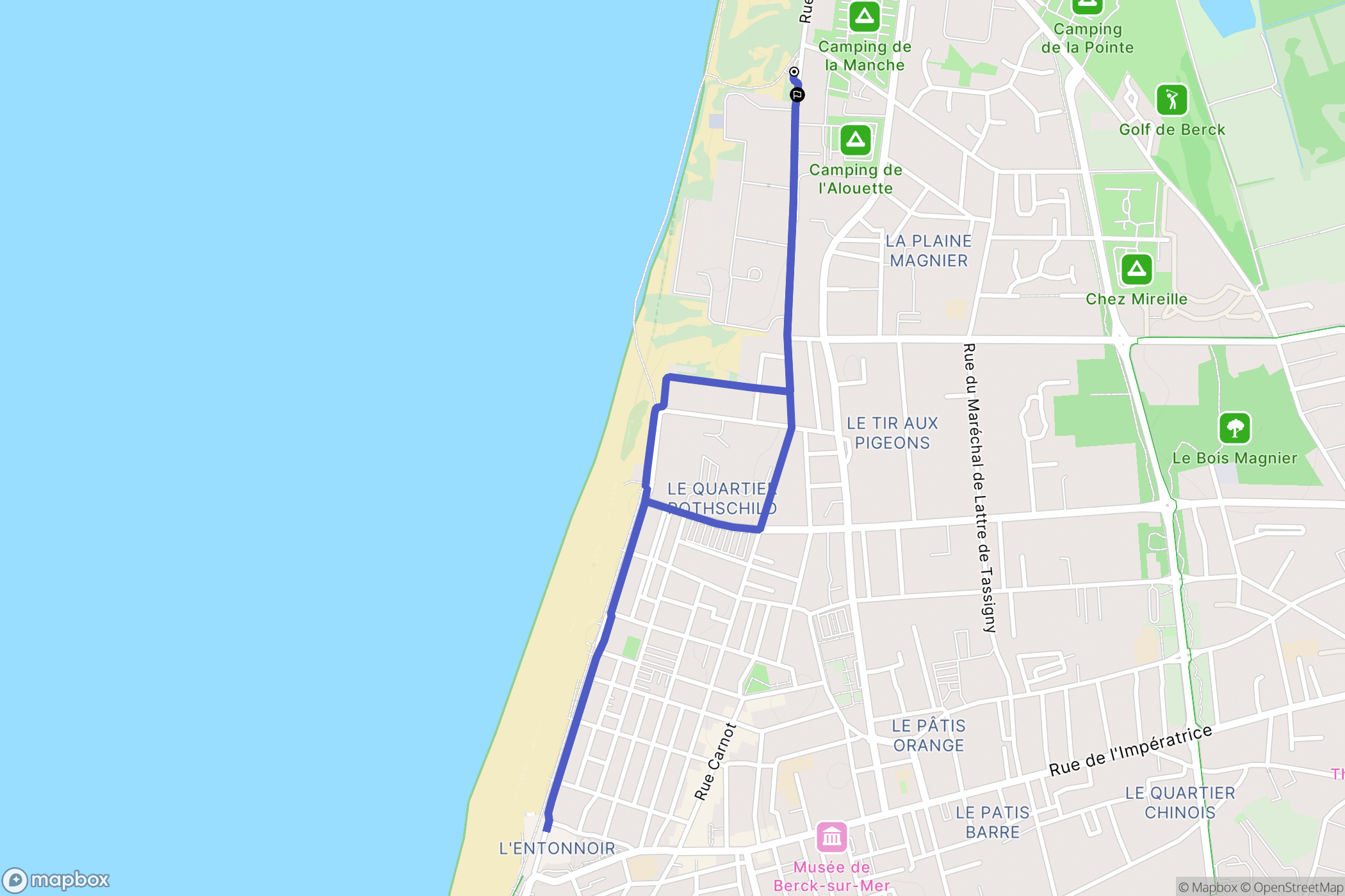 Berck : carte du parcours de randonnée - France