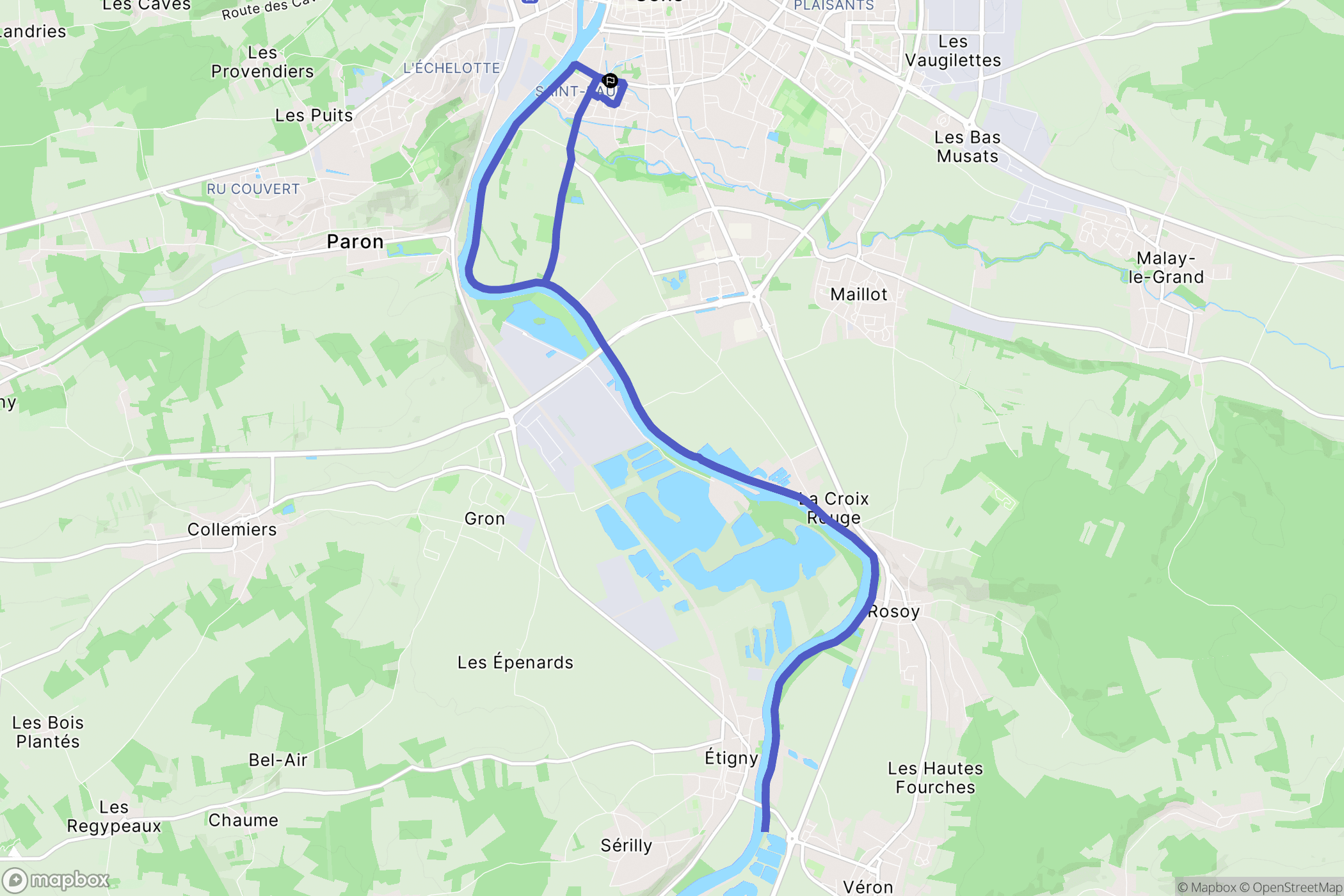 Sens : carte du parcours de randonnée - France