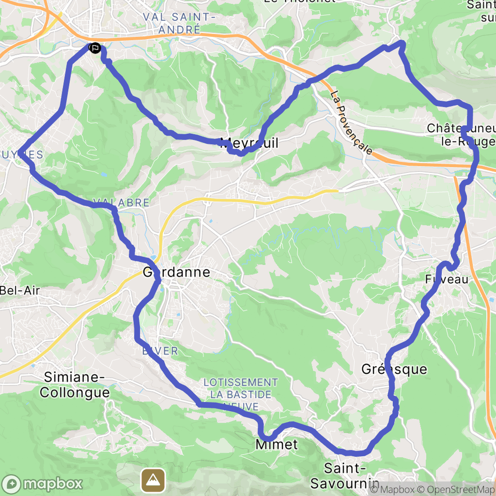 Aix-en-Provence : carte du parcours de randonnée - France
