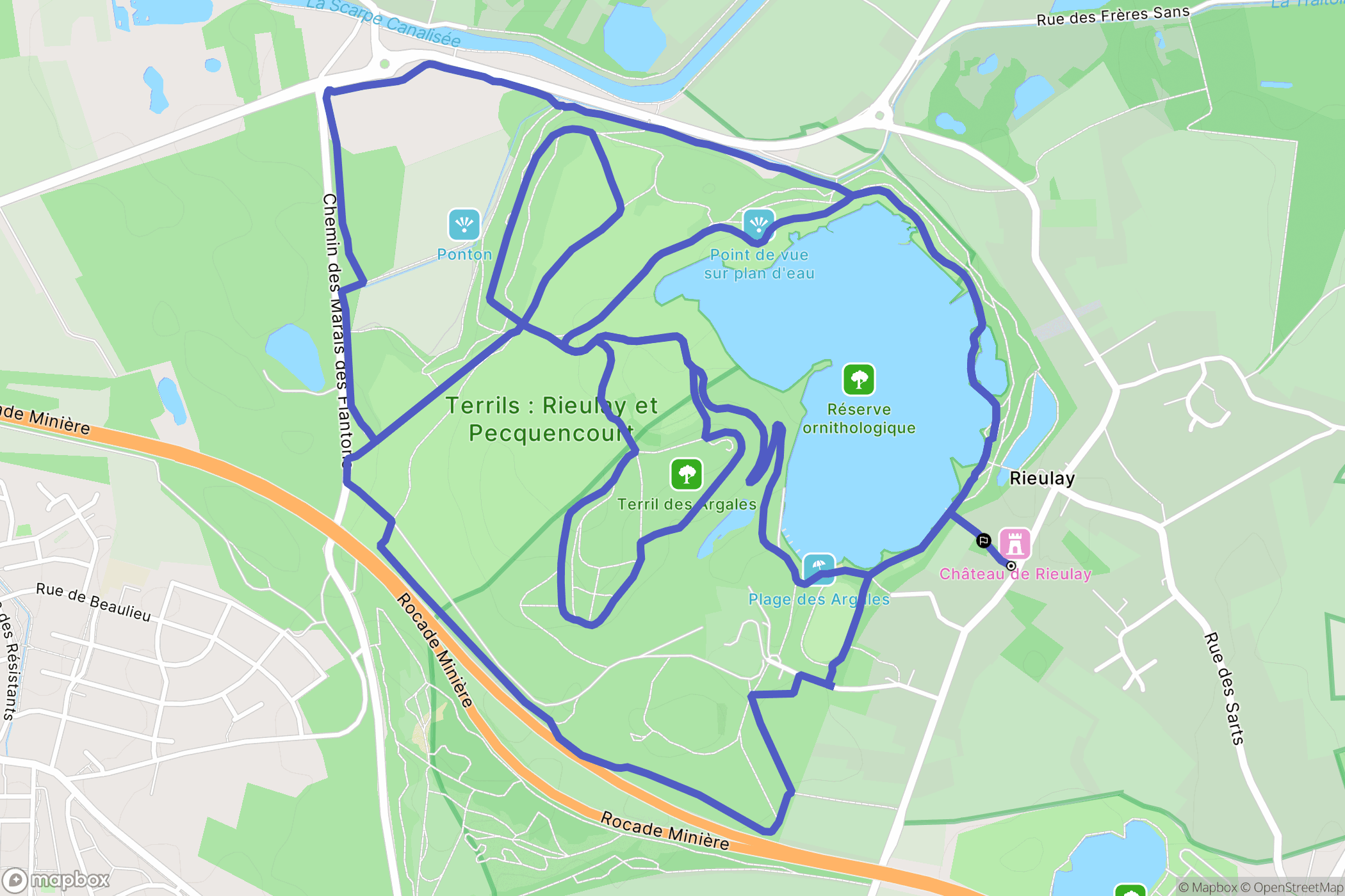 Rieulay : carte du parcours de randonnée - France