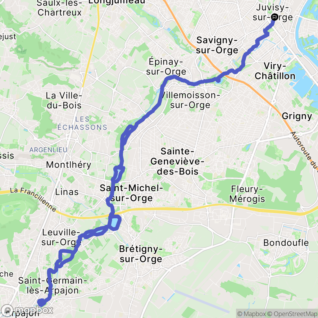 Juvisy-sur-Orge : carte du parcours de randonnée - France